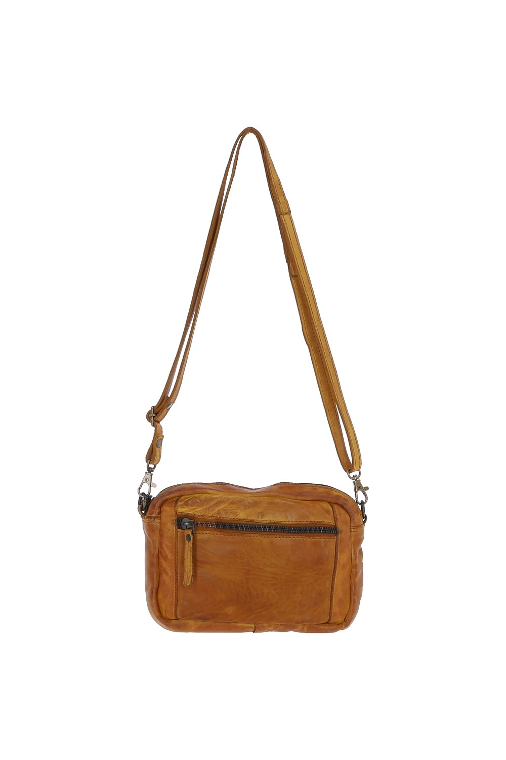 Yellow Real Leather Vintage Cross Body Bag, Image 2 of 5