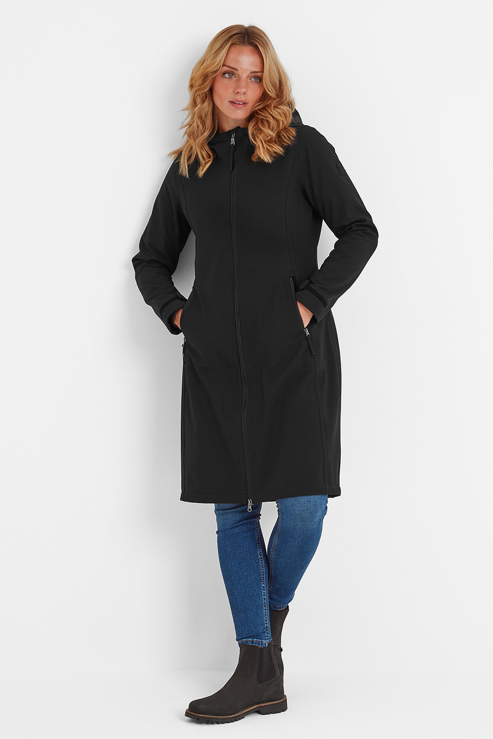 Black Enya Longline Waterproof Softshell Jacket, Image 4 of 6