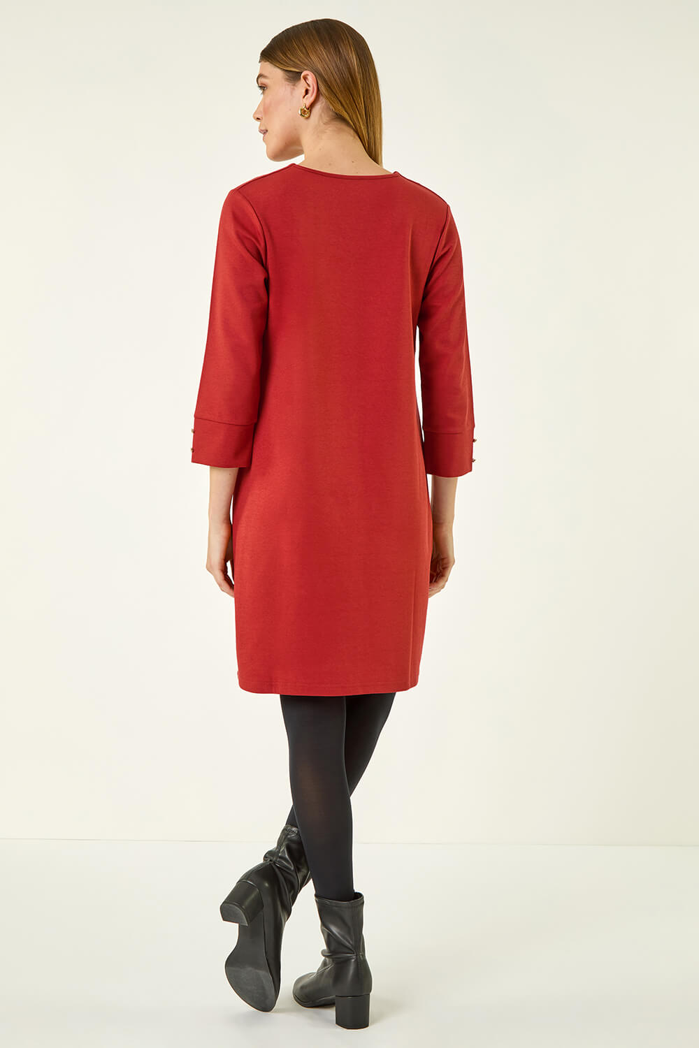 Rust Keyhole Chain Shift Dress, Image 4 of 5