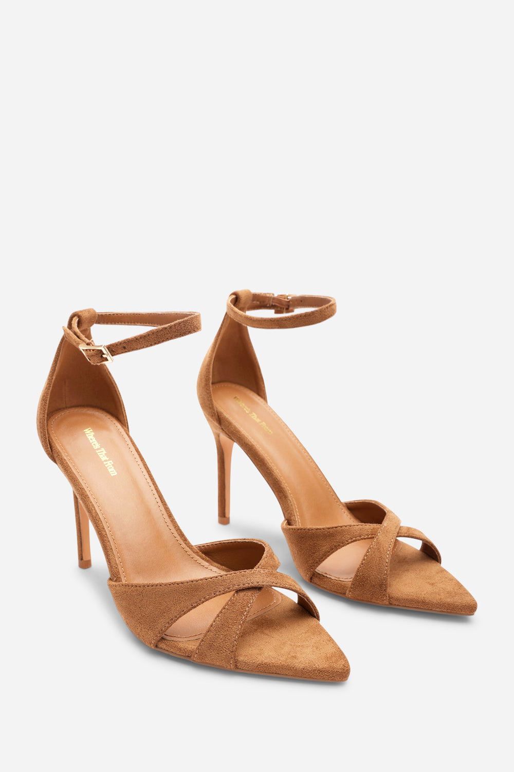 Tan 'Odette' Pointed Open Toe Strappy Heels, Image 4 of 6