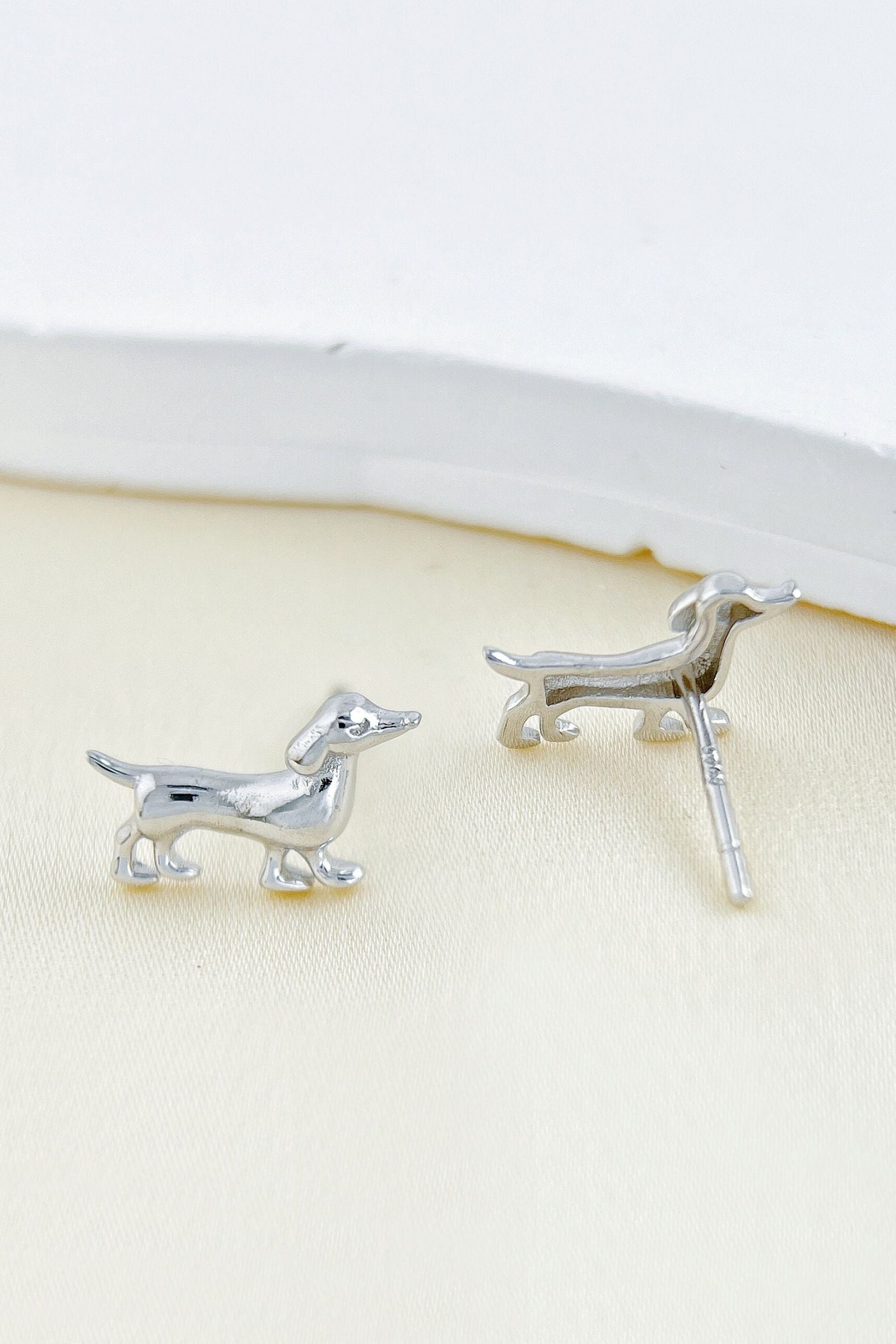Silver Sterling Silver Sausage Dog Studs, Image 3 of 3