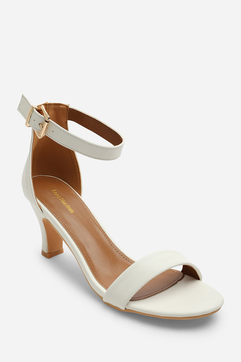 White Where's That From White 'Madrid' Mid Block Heel With Ankle Strap, Image 3 of 5