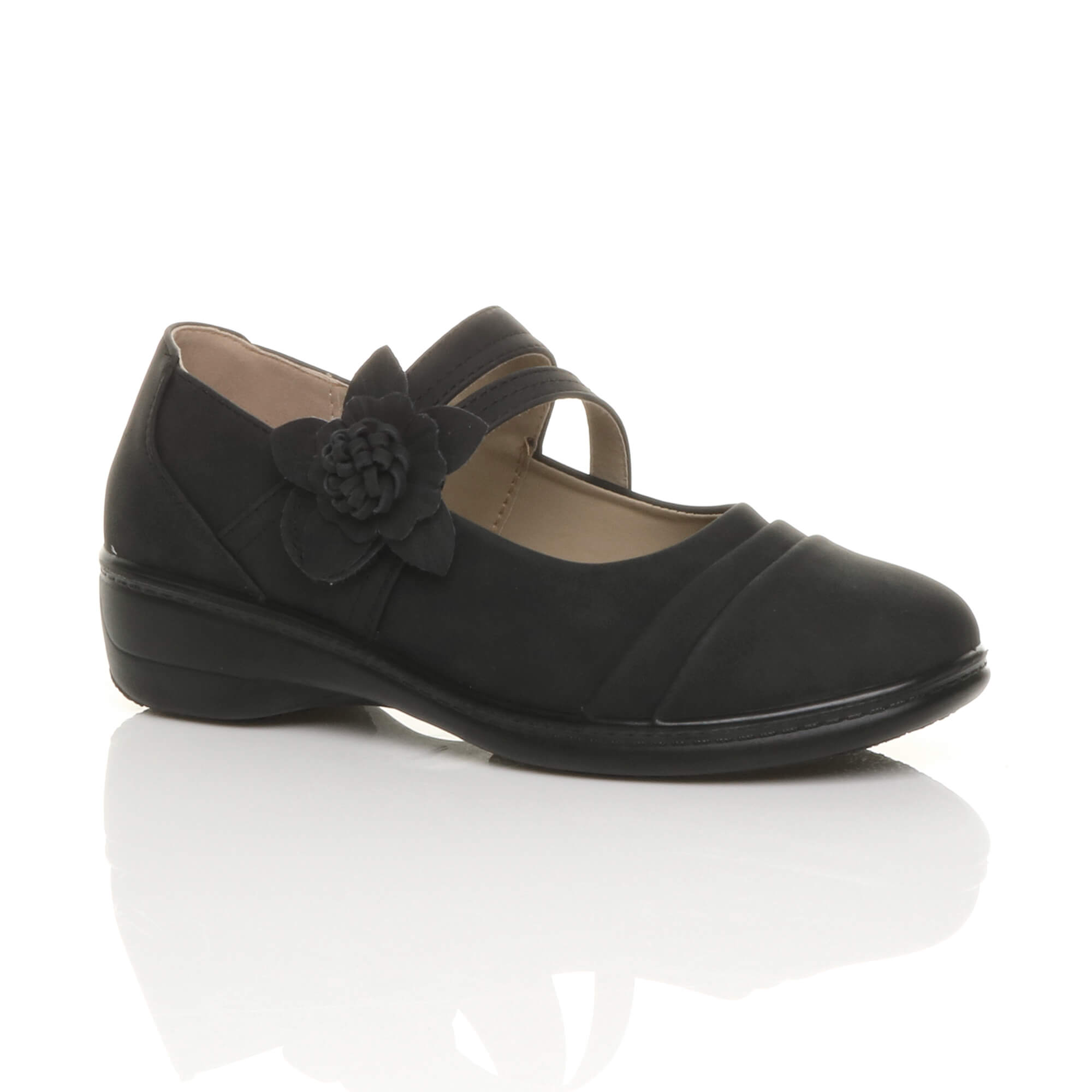 Black AJVANI Black Flat Comfort Mary Jane Shoes, Image 1 of 6