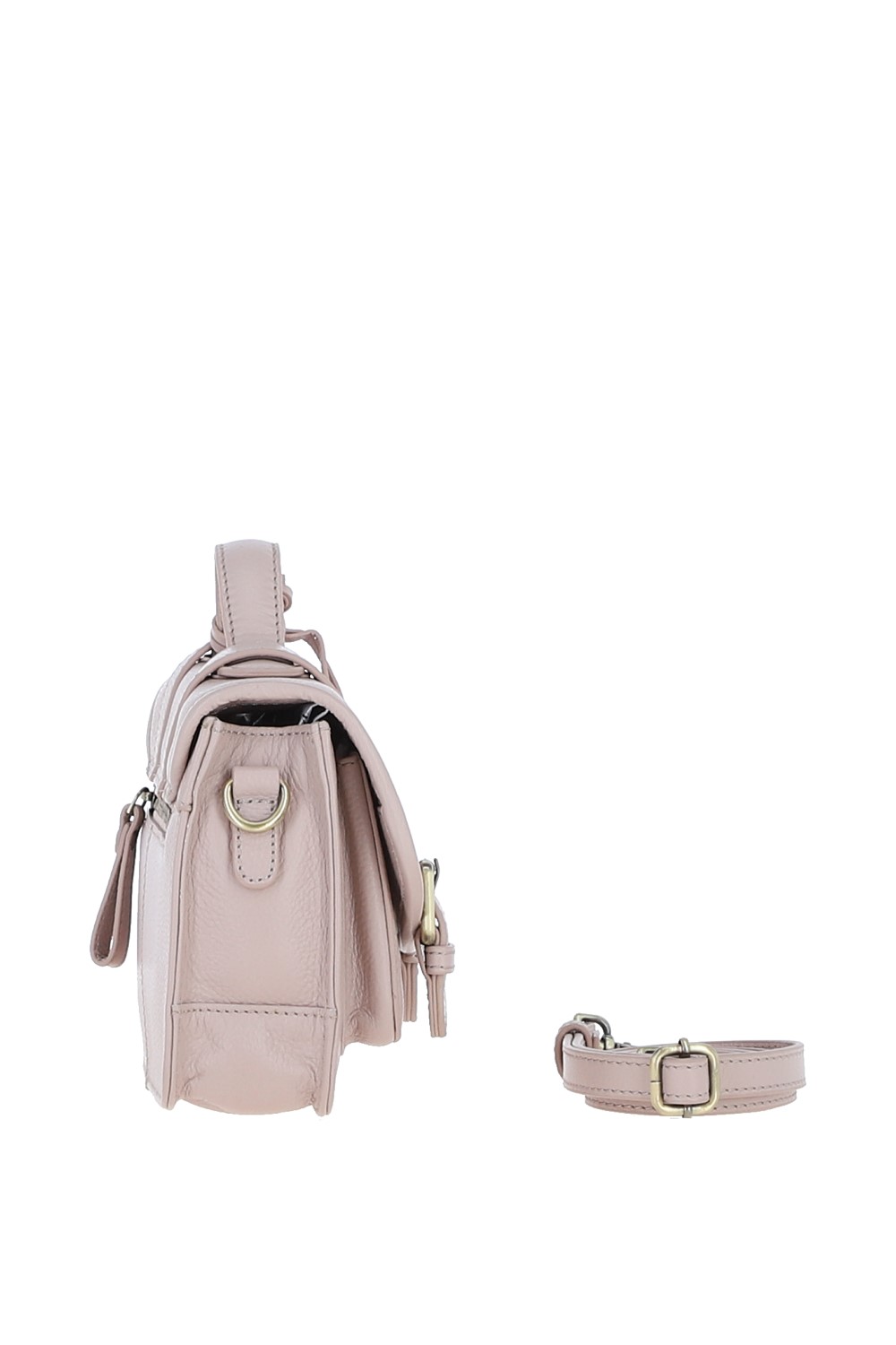 Beige Stylish Real Leather Medium Satchel Bag, Image 4 of 4