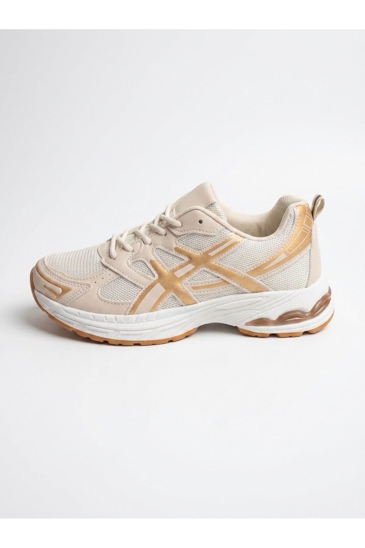 Beige iKrush Beige Constance Mixed Media Panelled Trainers, Image 1 of 5