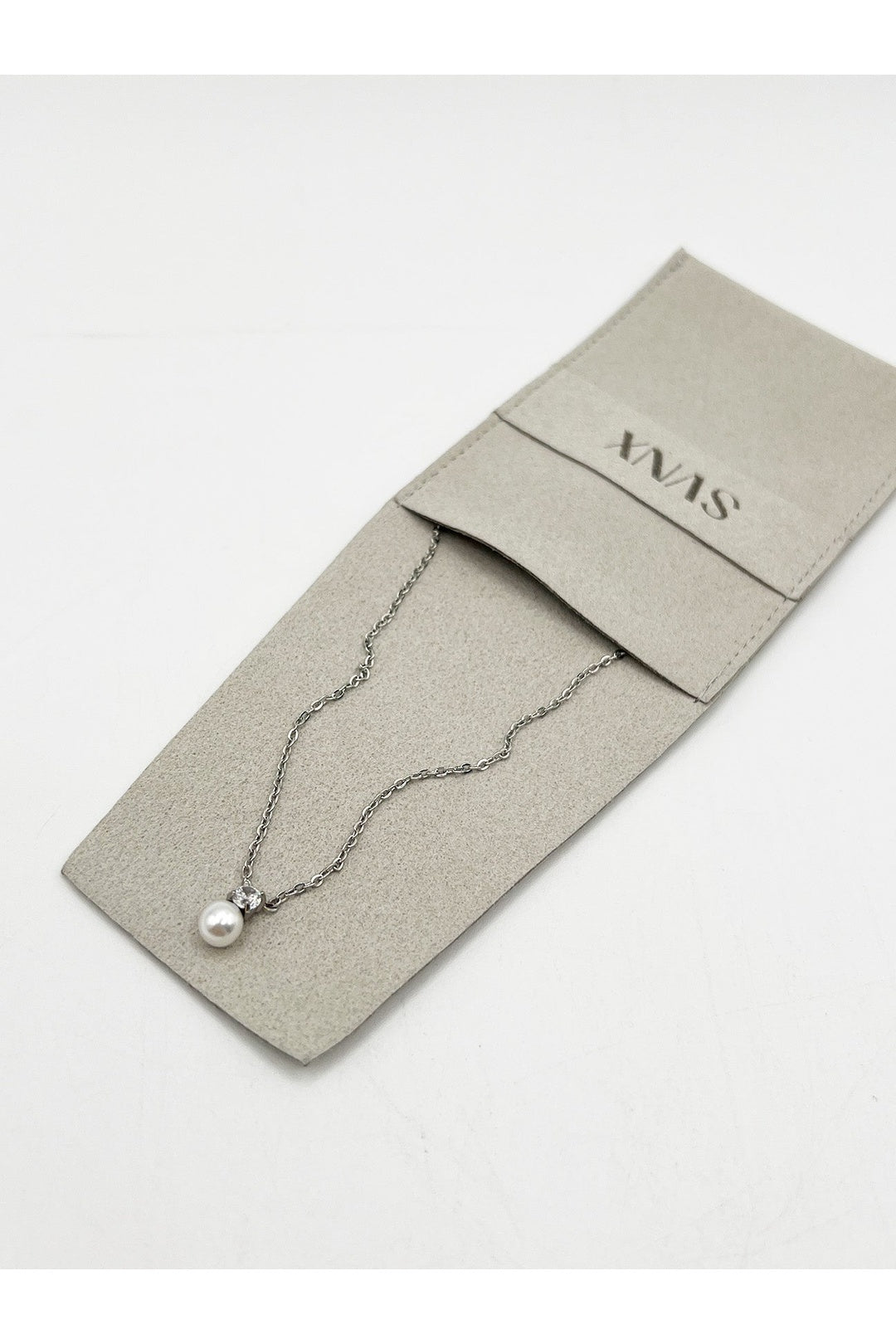Silver Pearl Diamante Necklace in Silver, Image 2 of 3