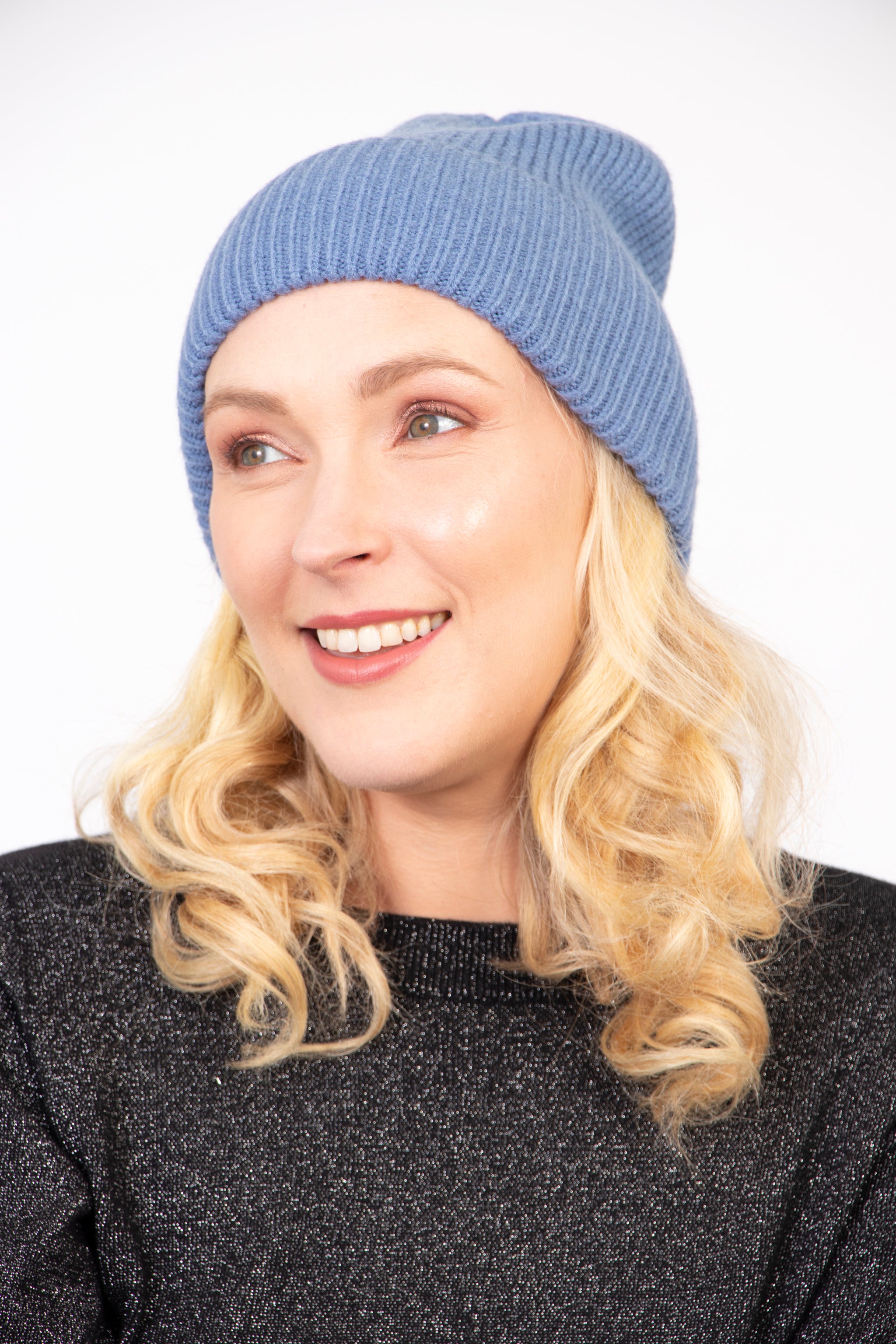 Blue Plain Winter Beanie Hat, Image 1 of 3