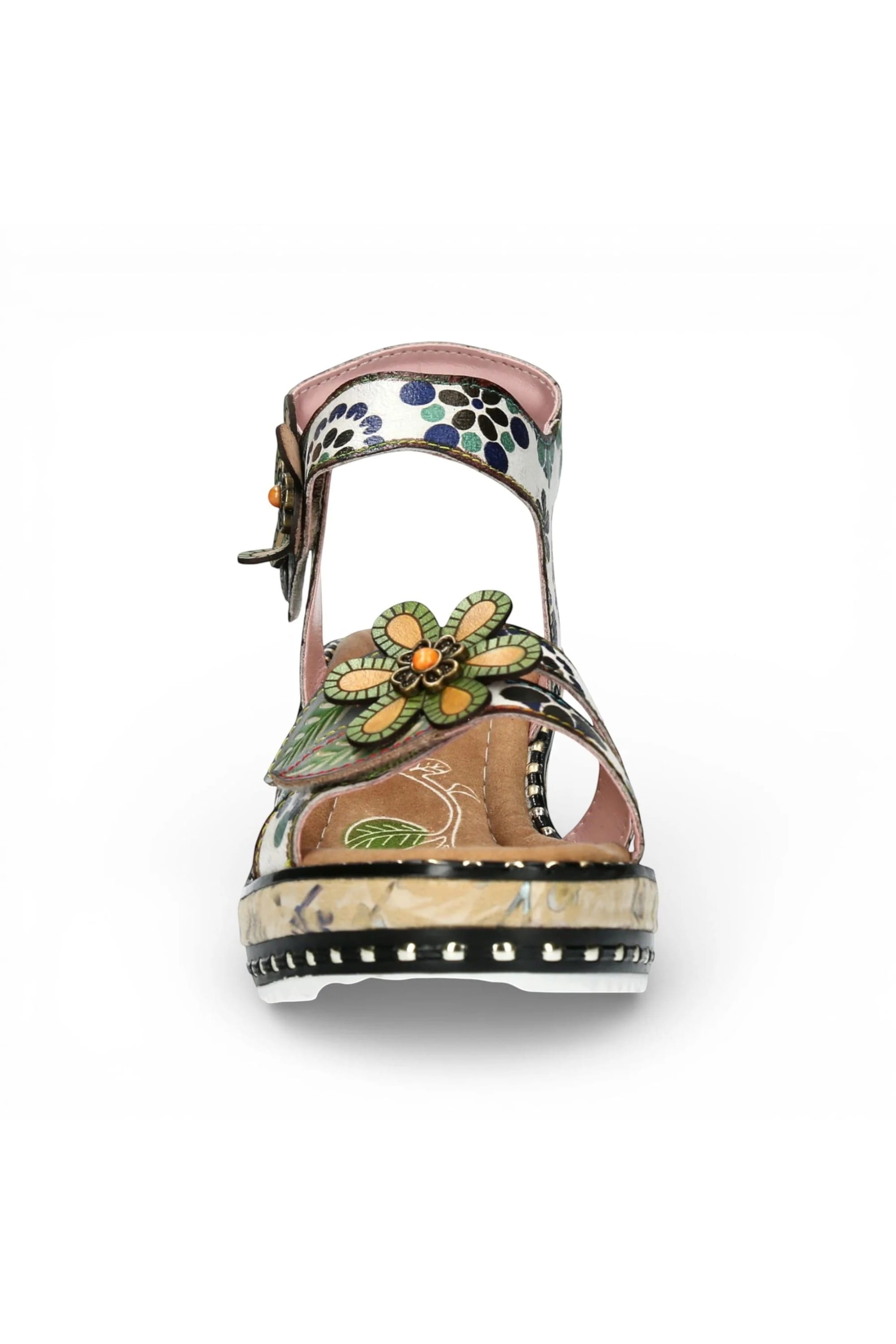 Beige Womens Floral Wedge Espadrille-BALLON-08, Image 4 of 7