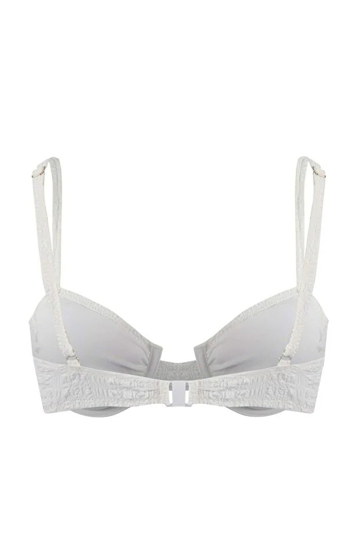 White WOVCOR White Textured Padded Balconette Bikini Top with Underwire Support, Image 2 of 2