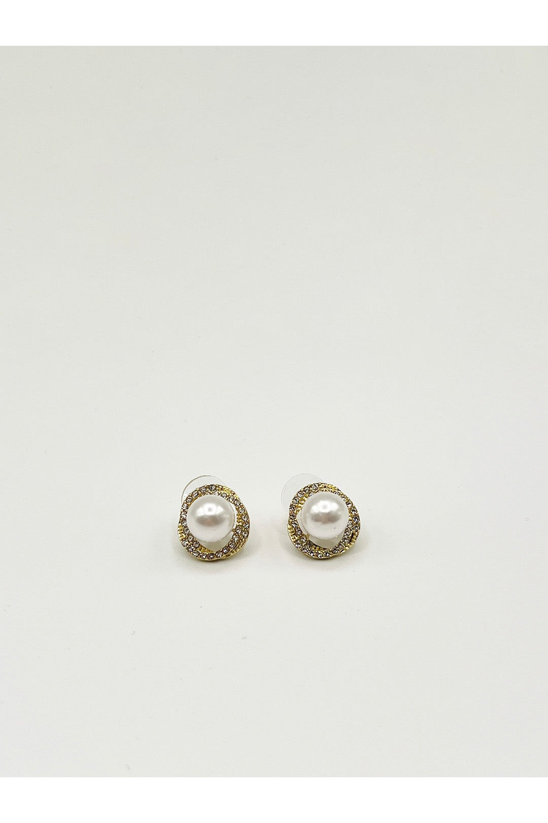 Gold Pearl Diamante Stud Earrings - Gift Boxed, Image 2 of 6
