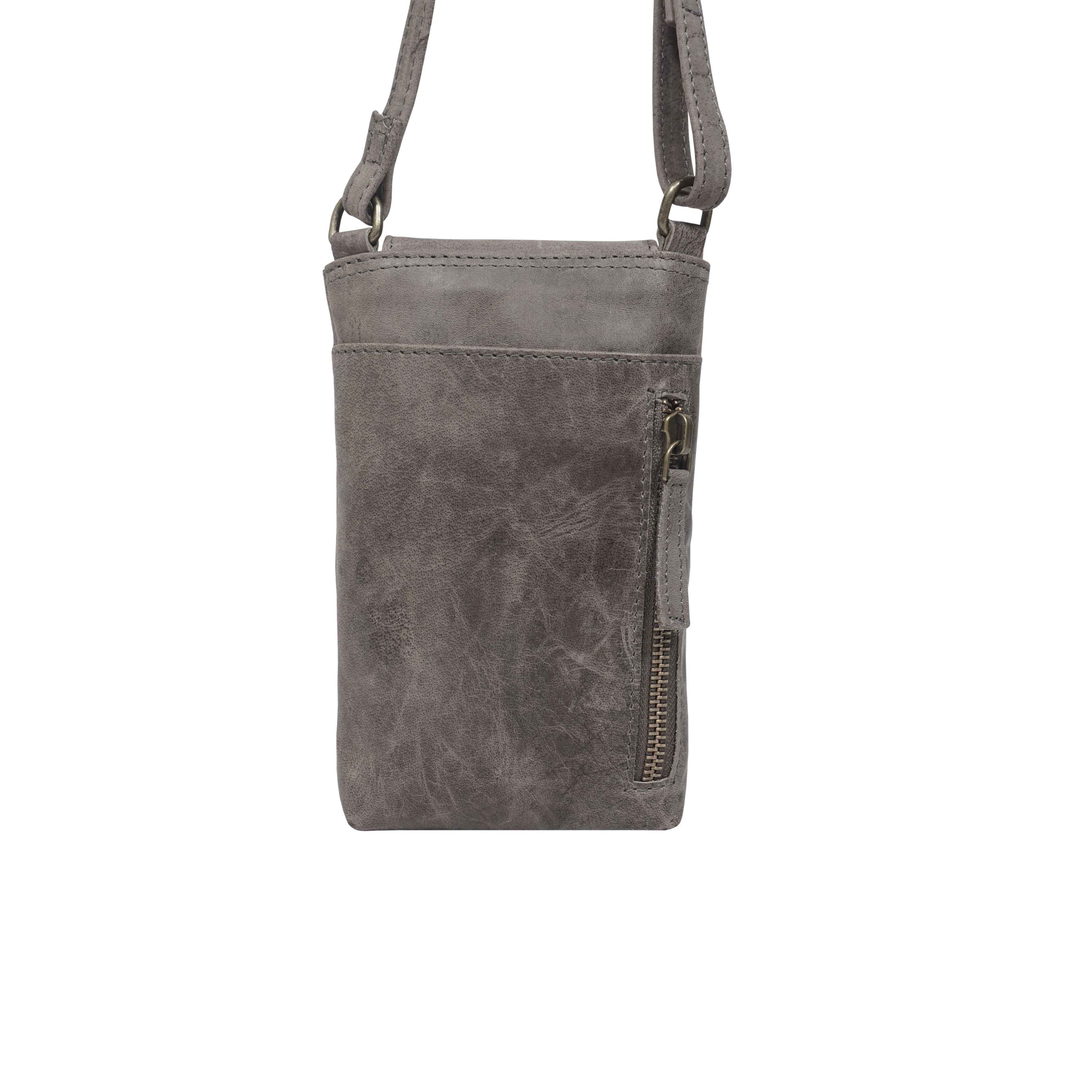 Light Grey 'THEA' Real Leather Mobile Phone Crossbody Bag, Image 4 of 6