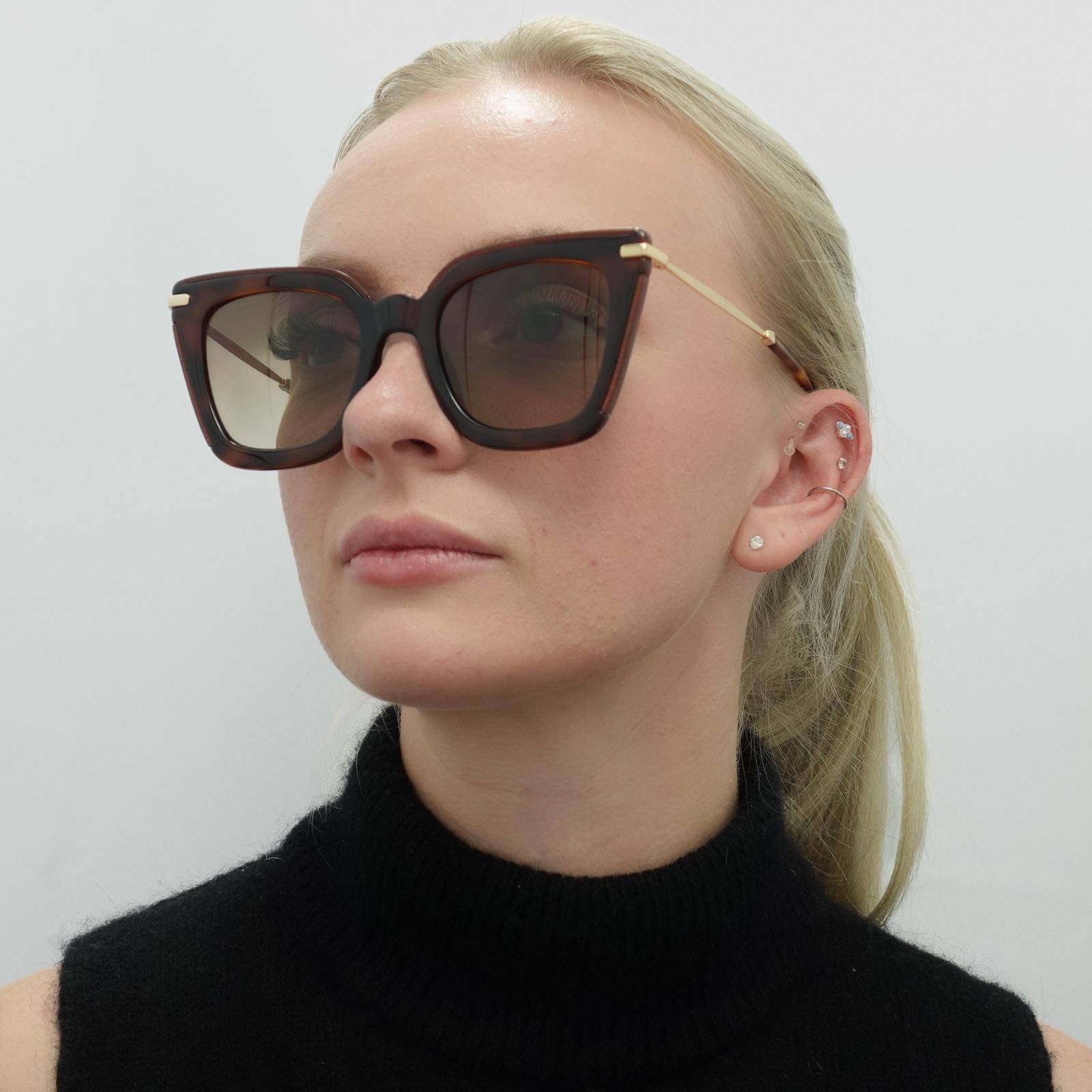 Brown Jimmy Choo Brown Square Glitter Havana Brown Gradient Sunglasses, Image 6 of 6
