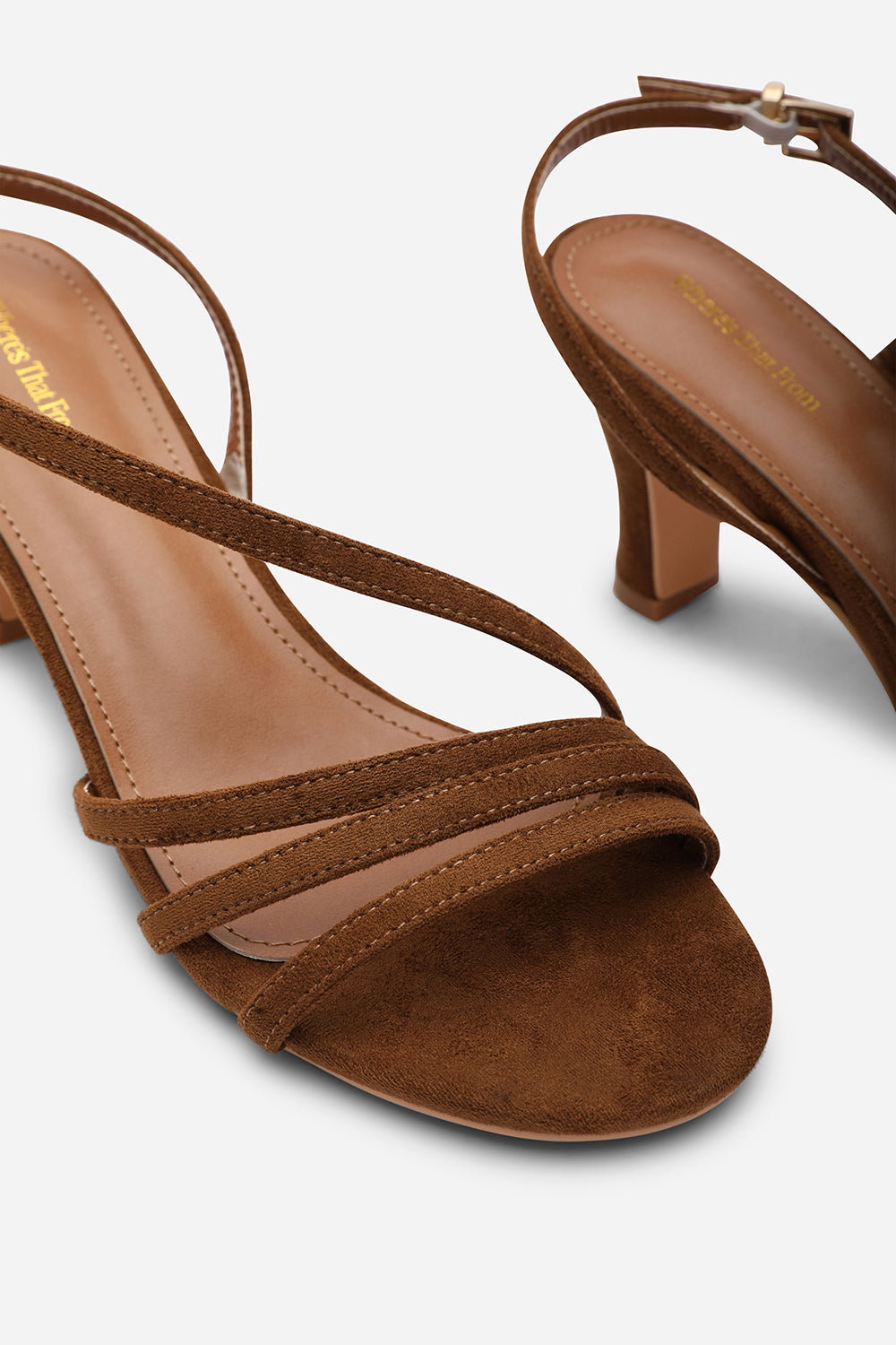 Brown Where's That From Brown 'Mykonos' Mutli Strap Slingback Low Block Heel, Image 5 of 6