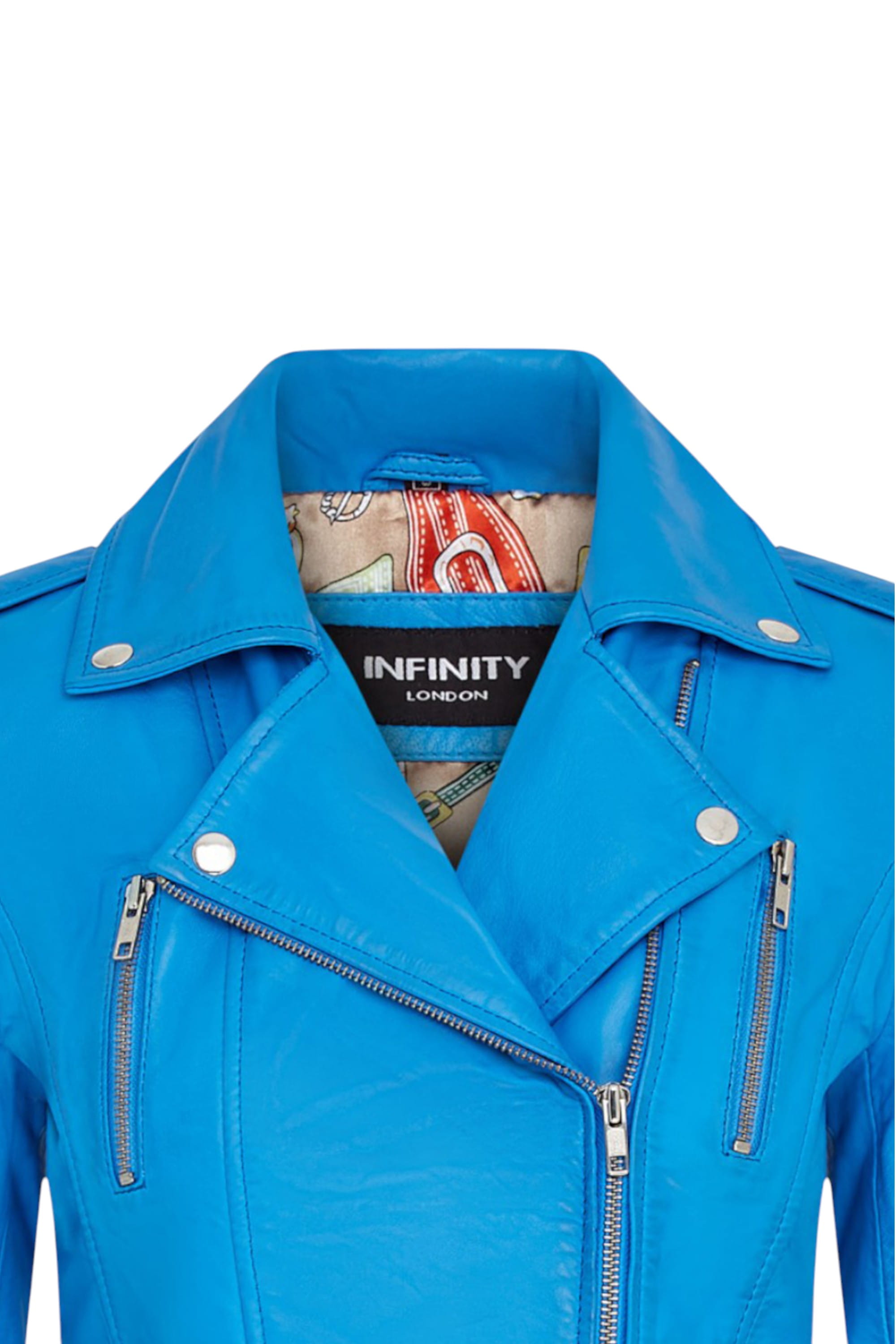 Blue Leather Brando Biker Jacket-Loddon, Image 4 of 5