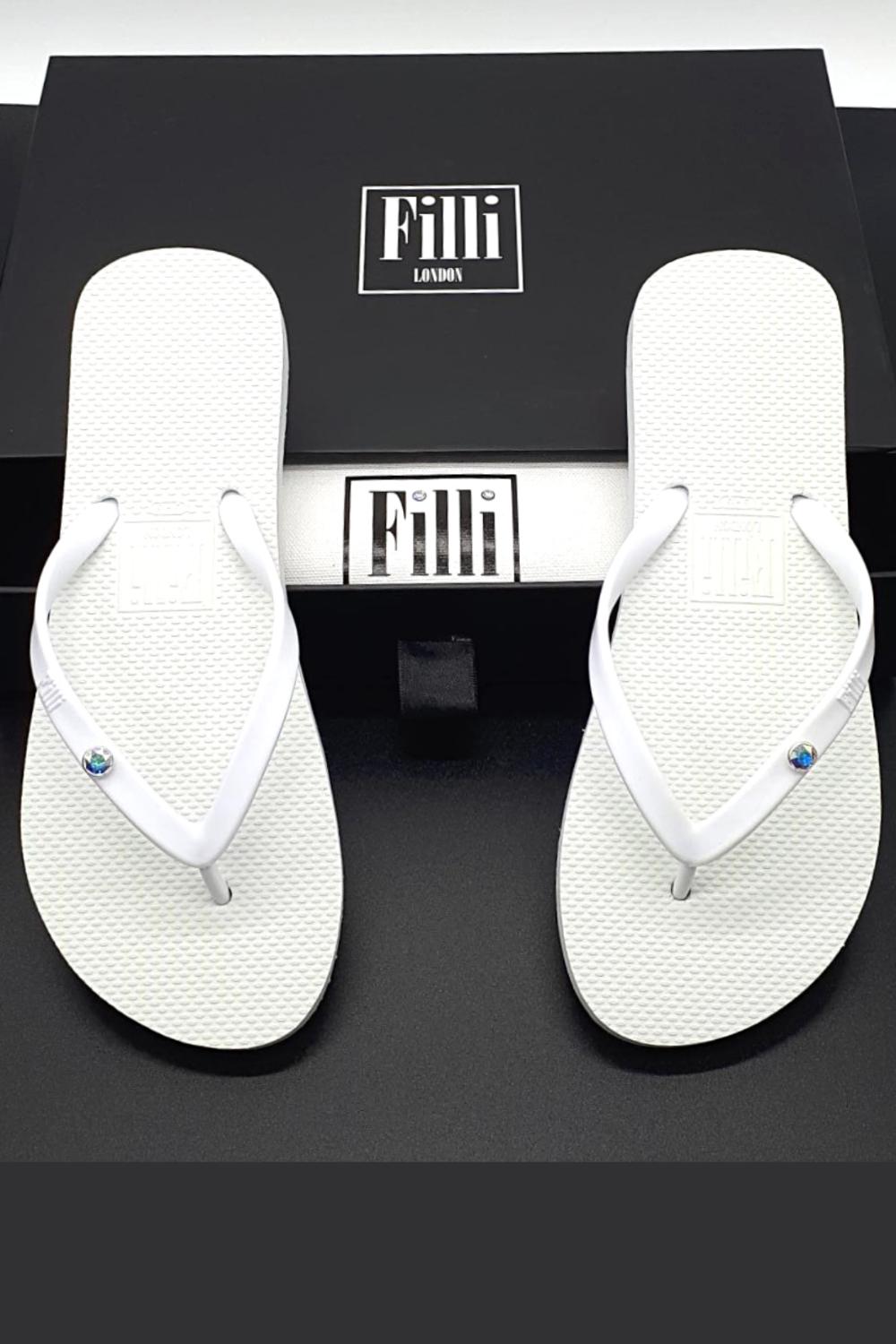 White Aurora Luxury Crystal Flip Flops