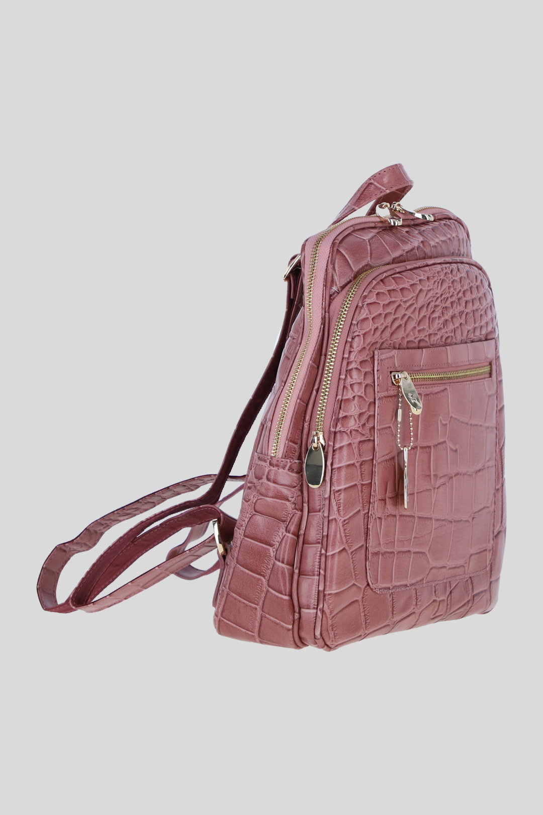 Rose Ashwood Leather Rose Real Leather Backpack with Multiple Pockets and Gold-Tone Hardware, Image 4 of 4