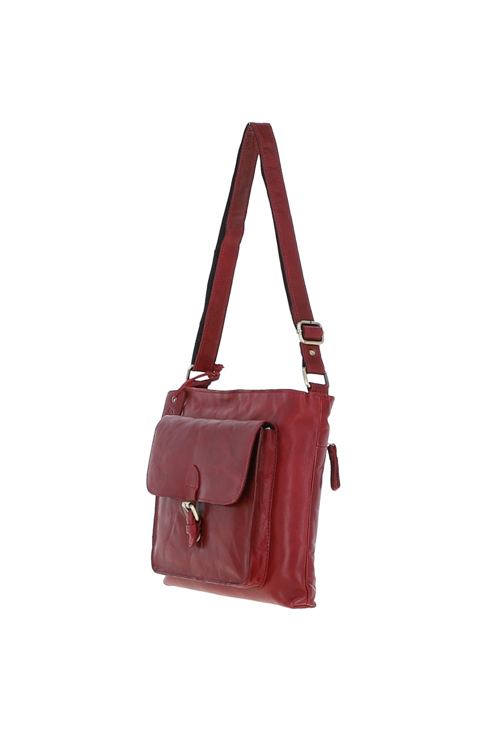 Red Real Leather Vintage Medium Shoulder Bag, Image 3 of 4