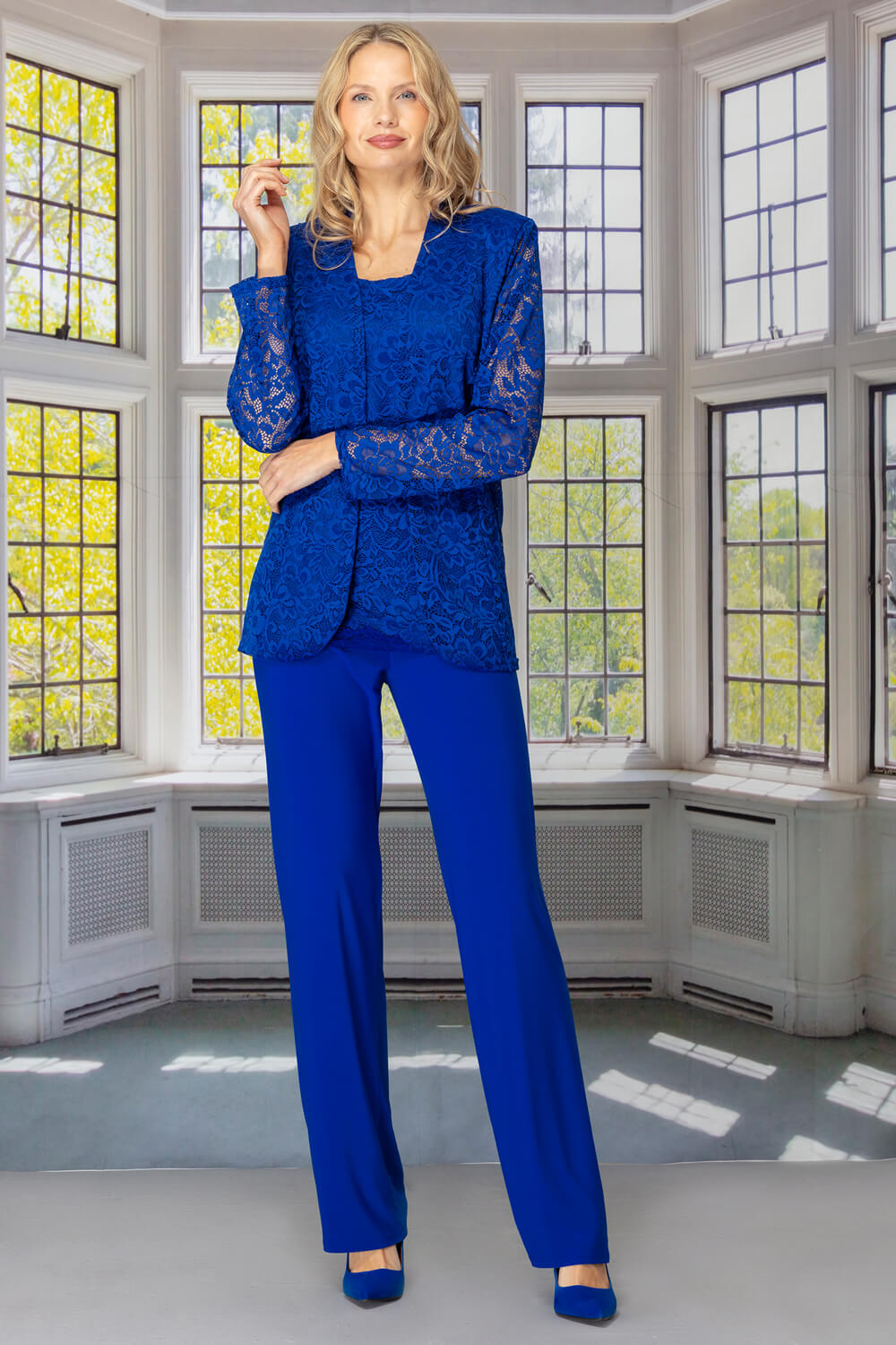 Royal Blue Julianna Lace Jacket | Roman UK