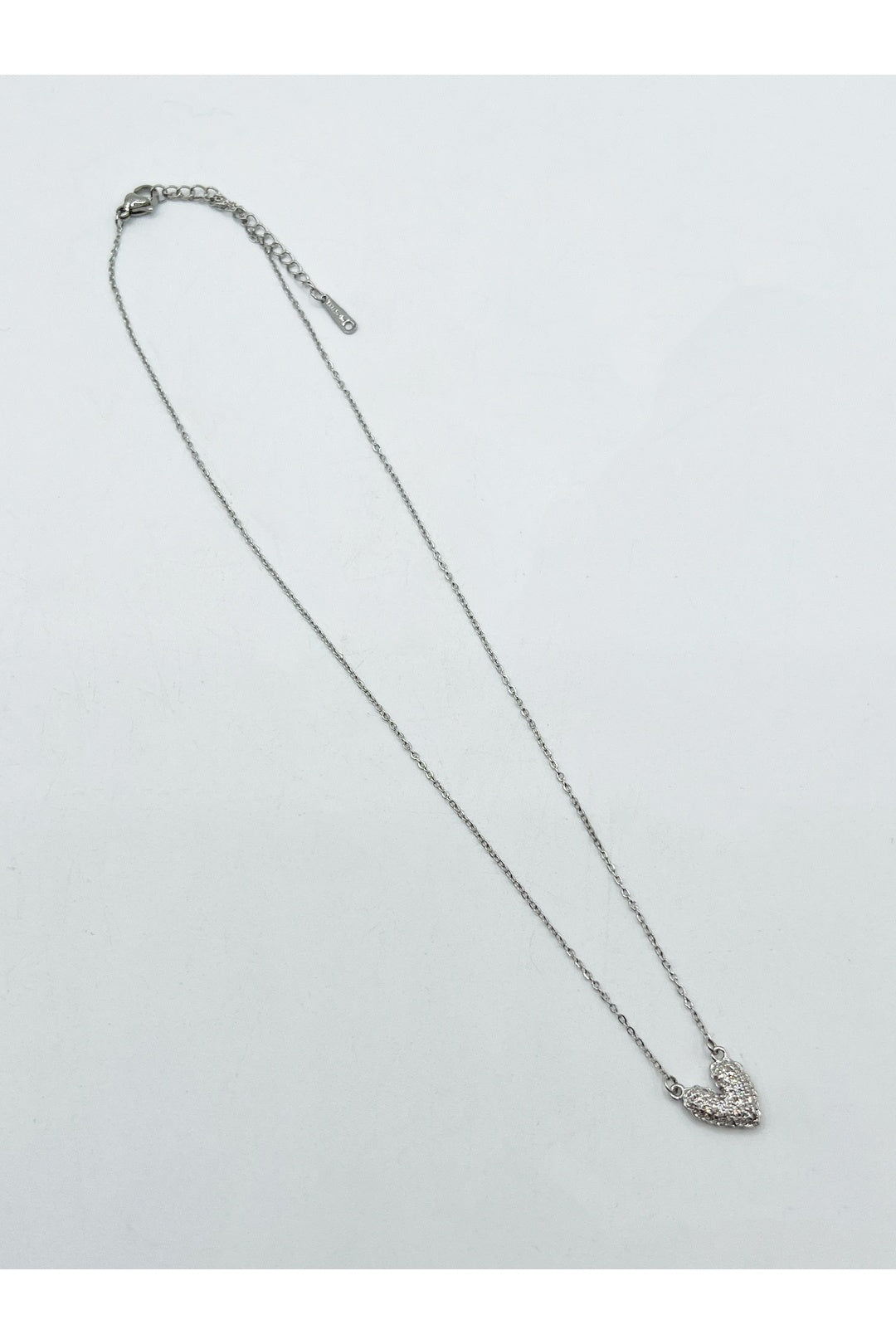 Silver Diamante Heart Pendant Necklace, Image 4 of 6
