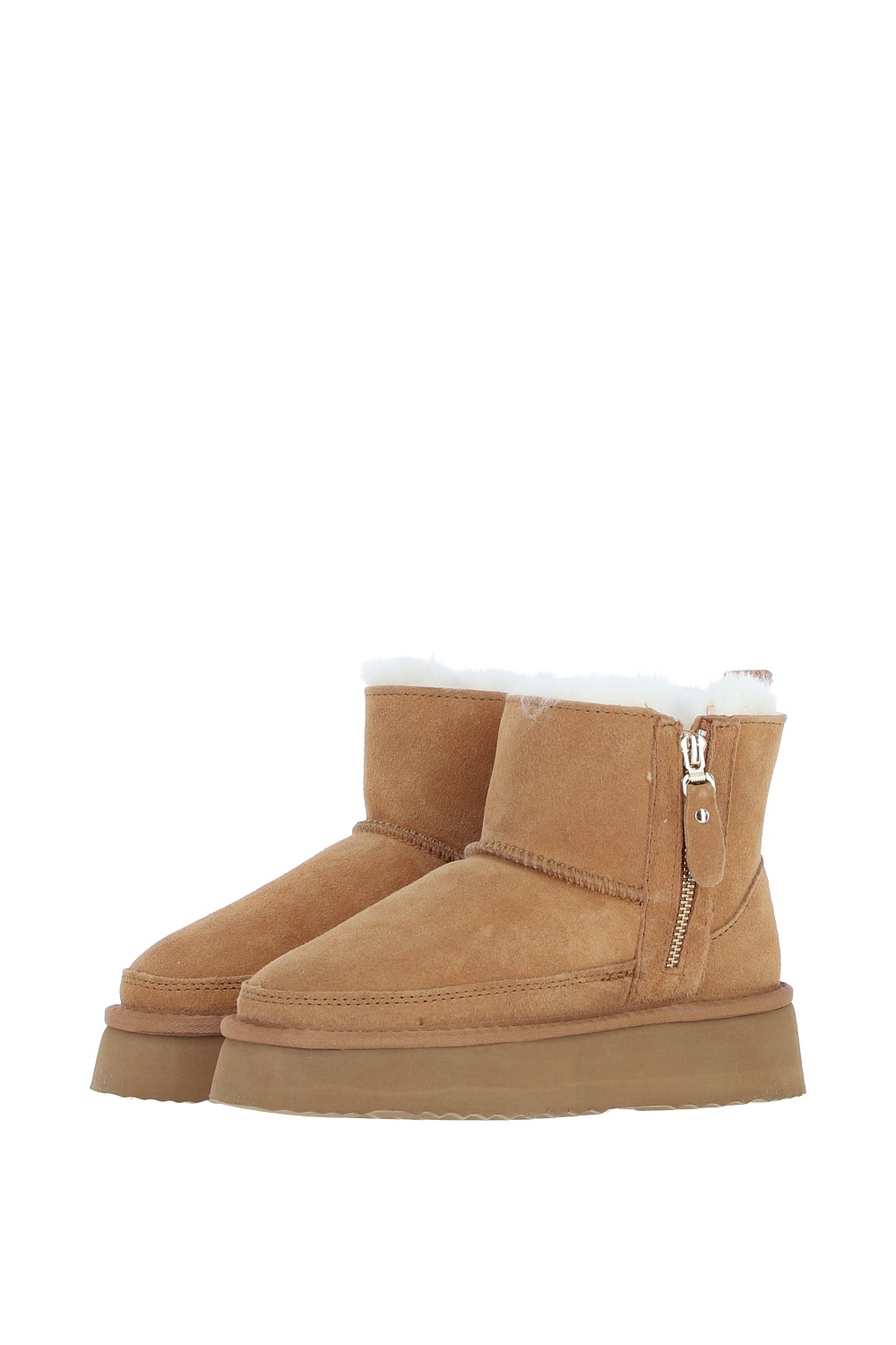 Tan 'Hetty' Sheepskin Thick Sole Boots, Image 2 of 4