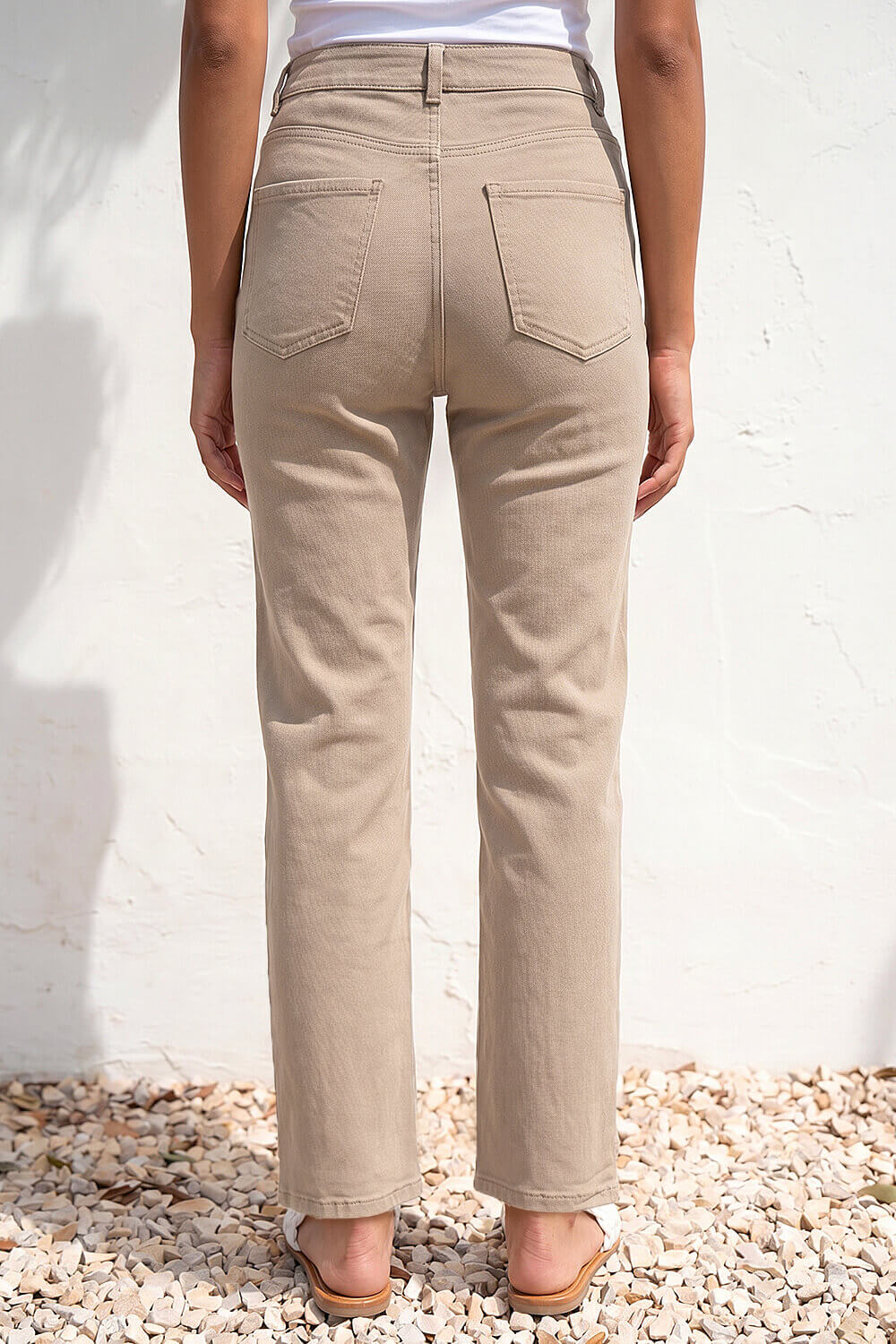 Stone Petite Stretch Straight Leg Trousers, Image 4 of 4