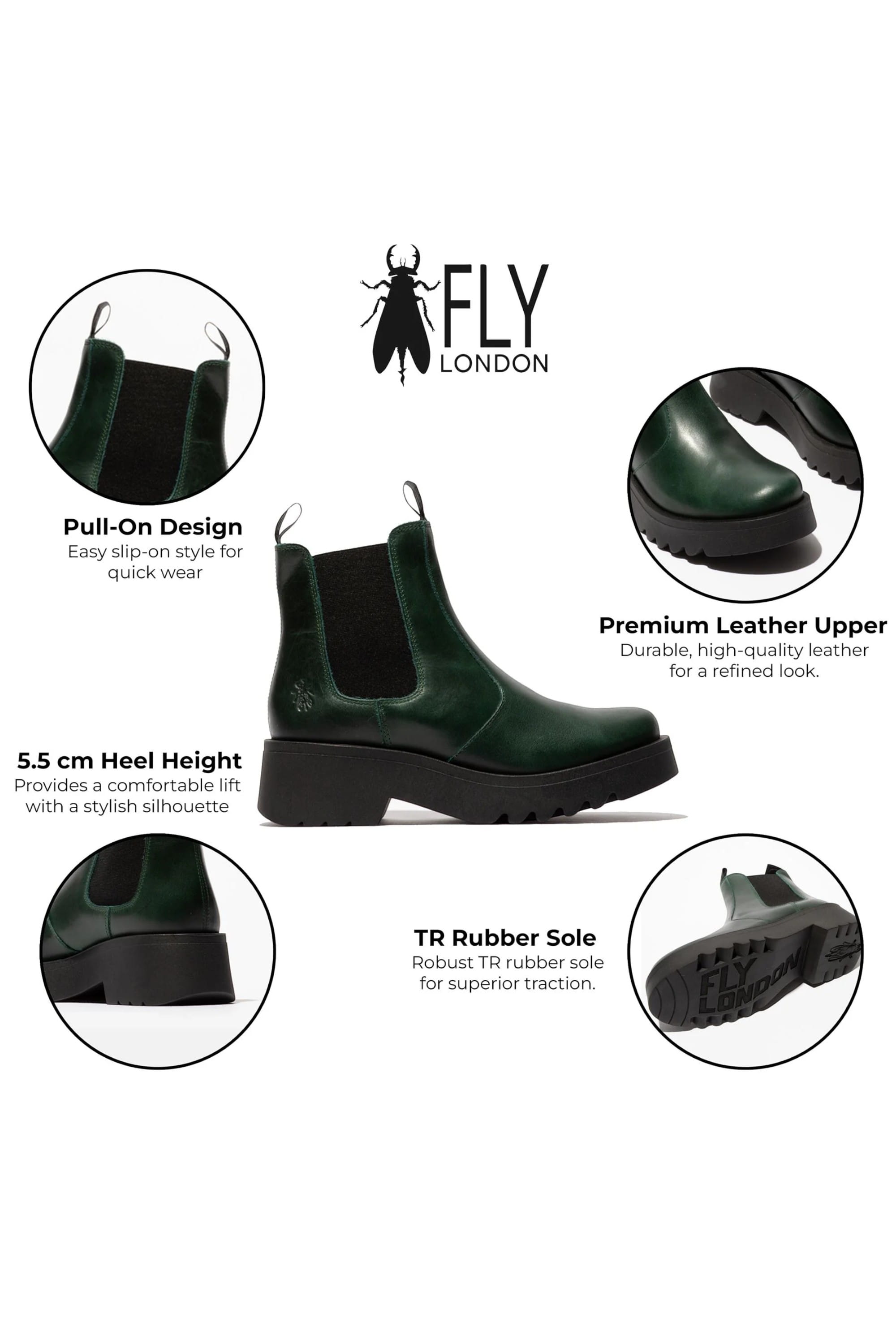 Dark Green Womens Soft Chelsea Ankle Boots-MEDI789, Image 3 of 5