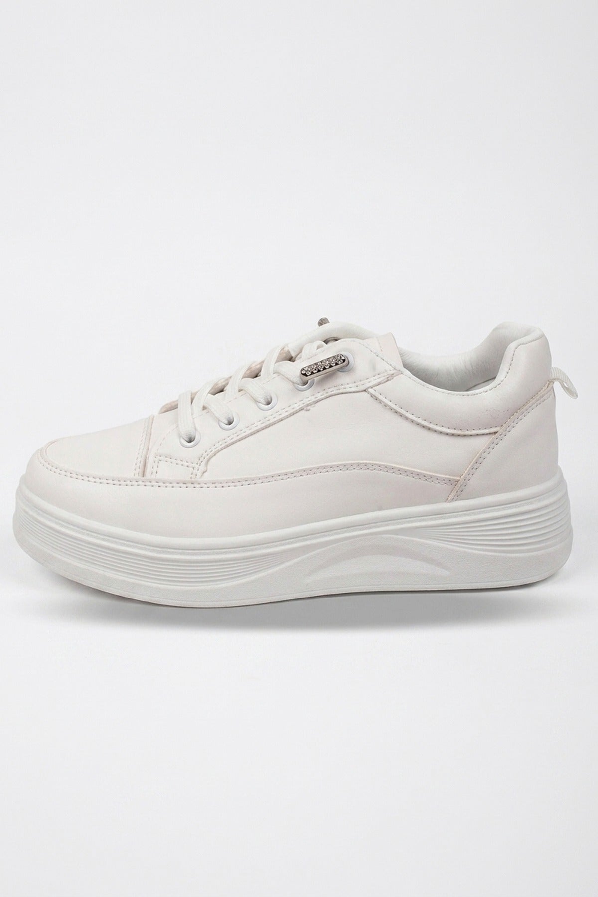 White Constance Chunky Sole Lace Up Trainers, Image 1 of 5
