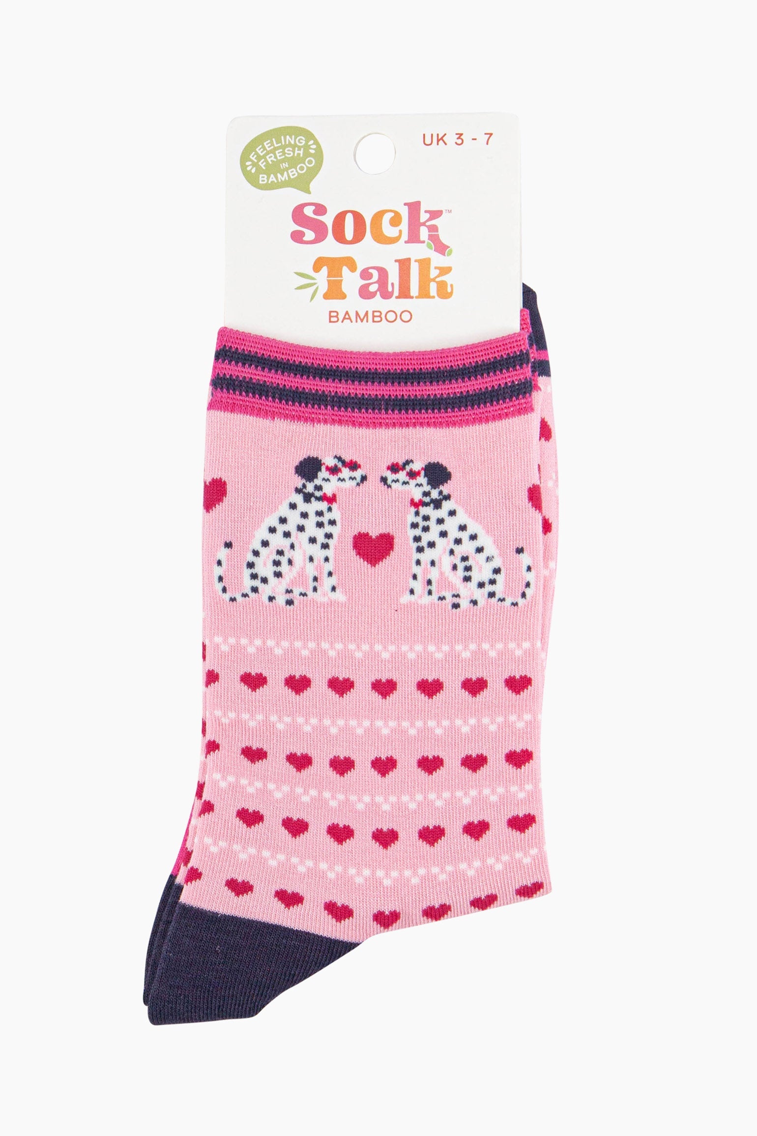 Pink Dalmatians Love Hearts Bamboo Socks - Pink, Image 4 of 4