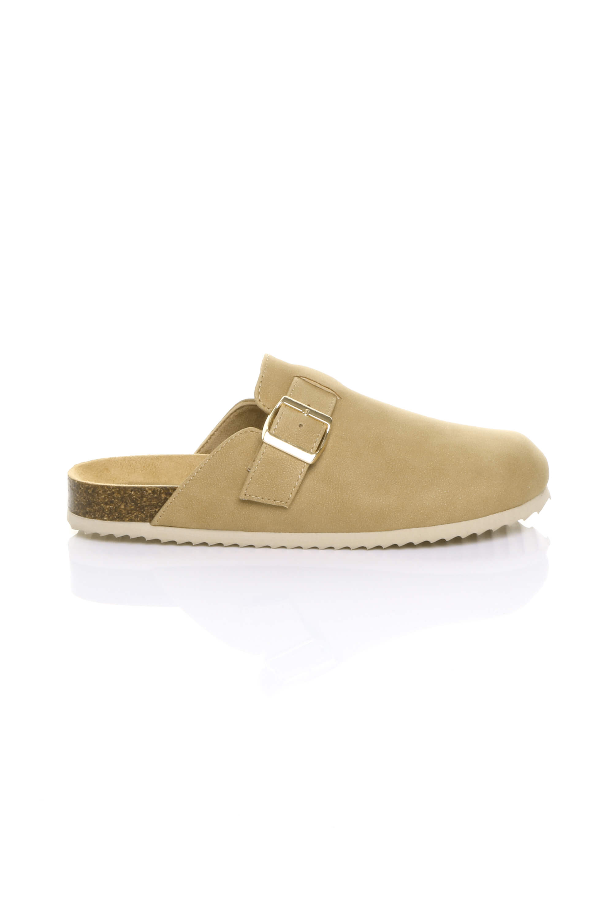 Beige AJVANI Beige Flat Footbed Sandals Mules, Image 2 of 4