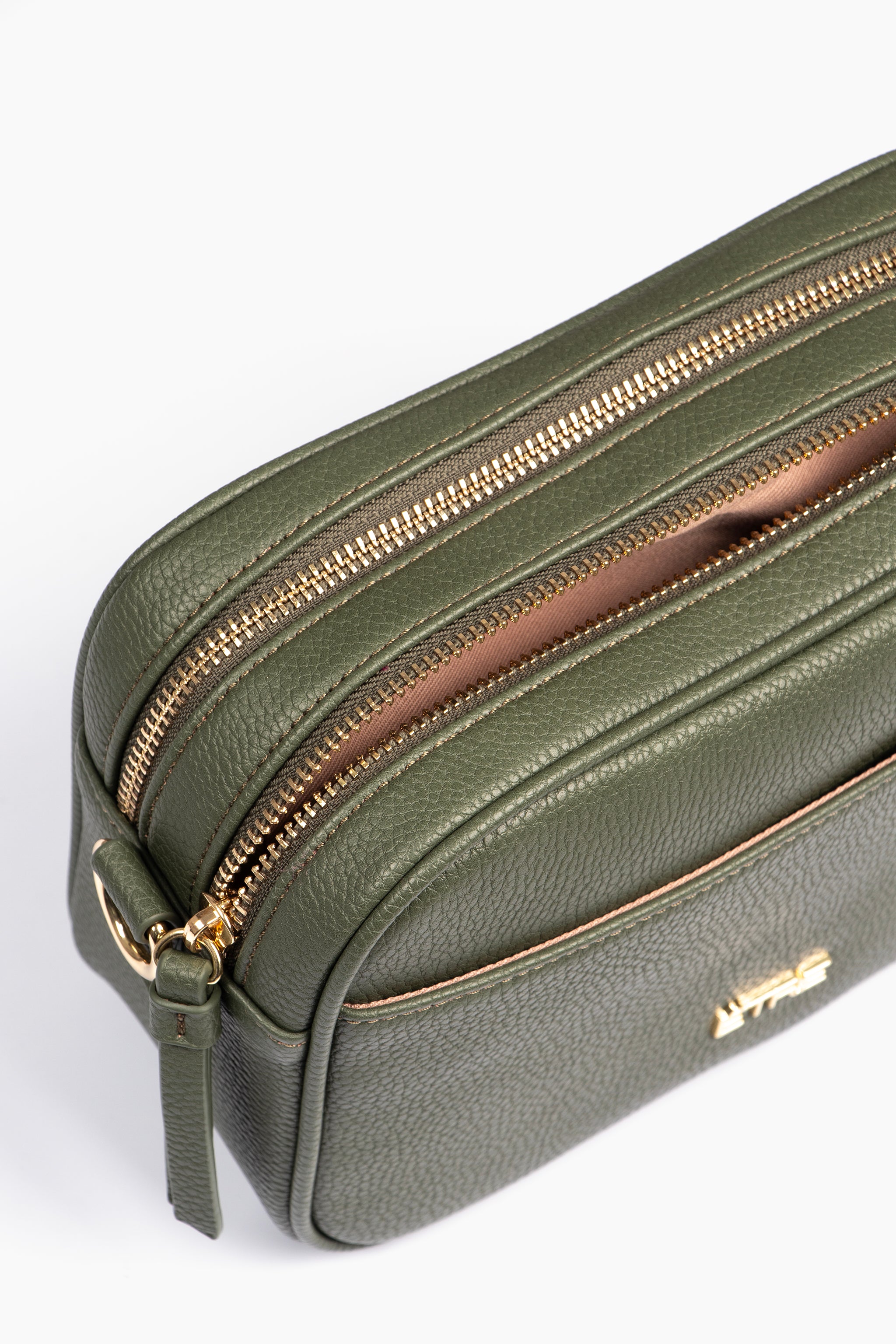 Khaki Etre Khaki Faux Leather Crossbody Camera Bag, Image 2 of 3