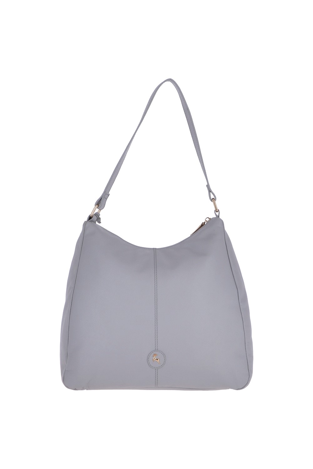 Grey Real Leather Medium Shoulder Bag, Image 4 of 5