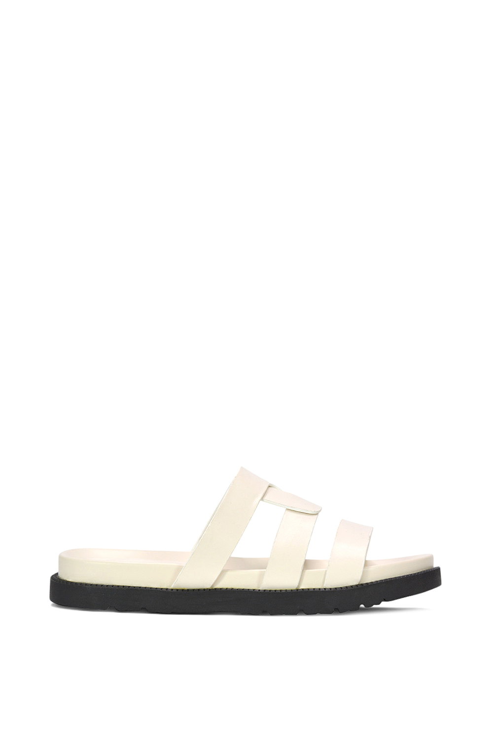 Black 'Aurelia' Flat Slider Sandals With Comfortable Footbed
