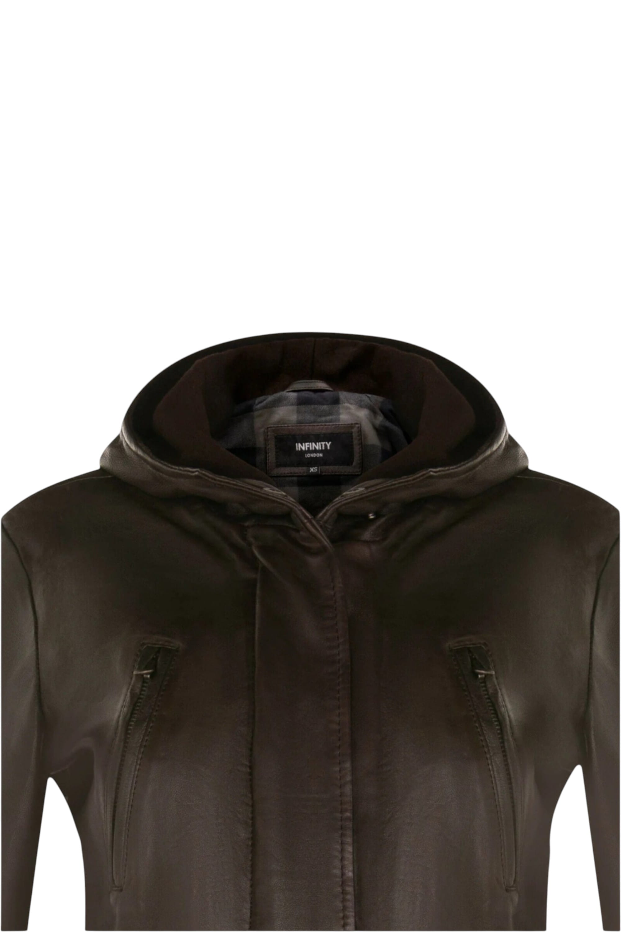 Brown Infinity Leather Brown Hooded Parka Jacket-Oakengates, Image 5 of 5