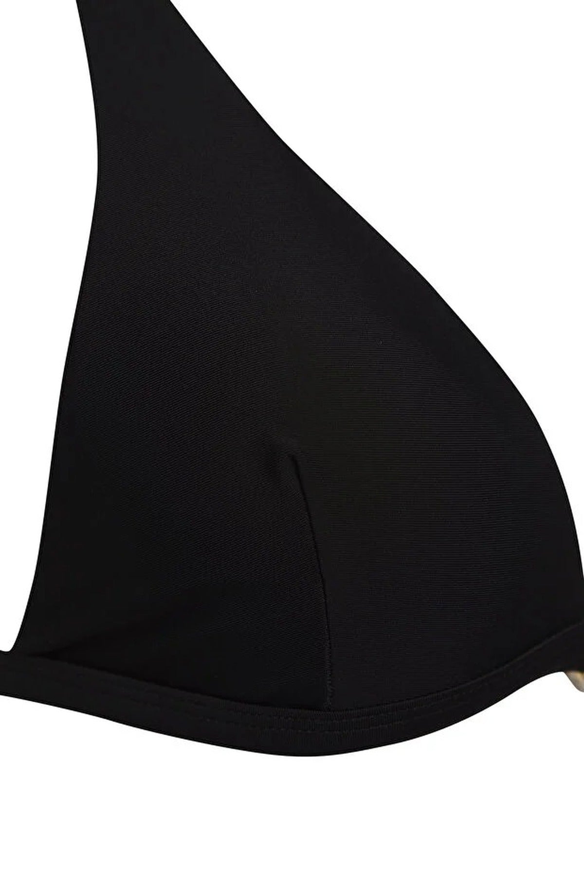 Black Triangle Bikini Set with Hardware Detail and High Leg Bottom, Image 2 of 5