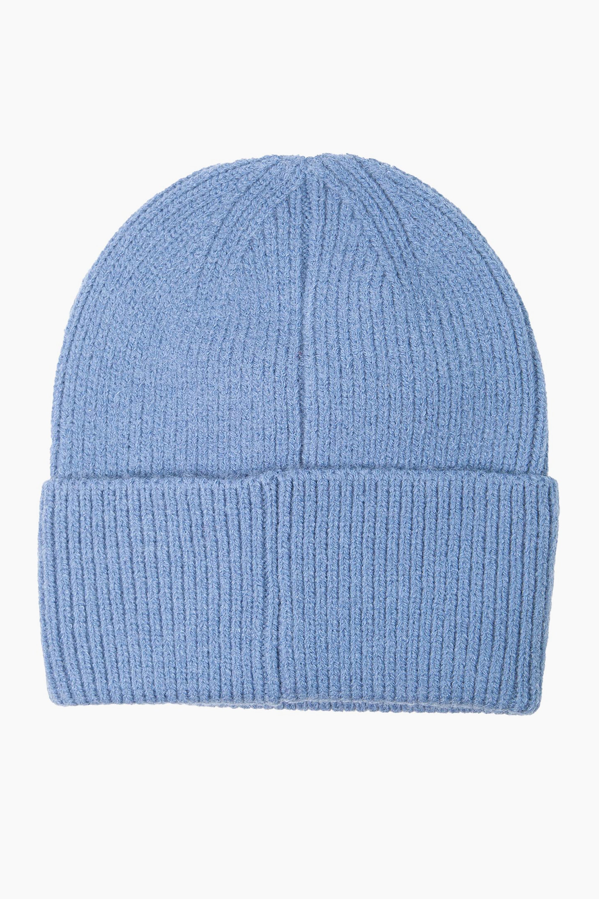 Blue Plain Winter Beanie Hat, Image 2 of 3