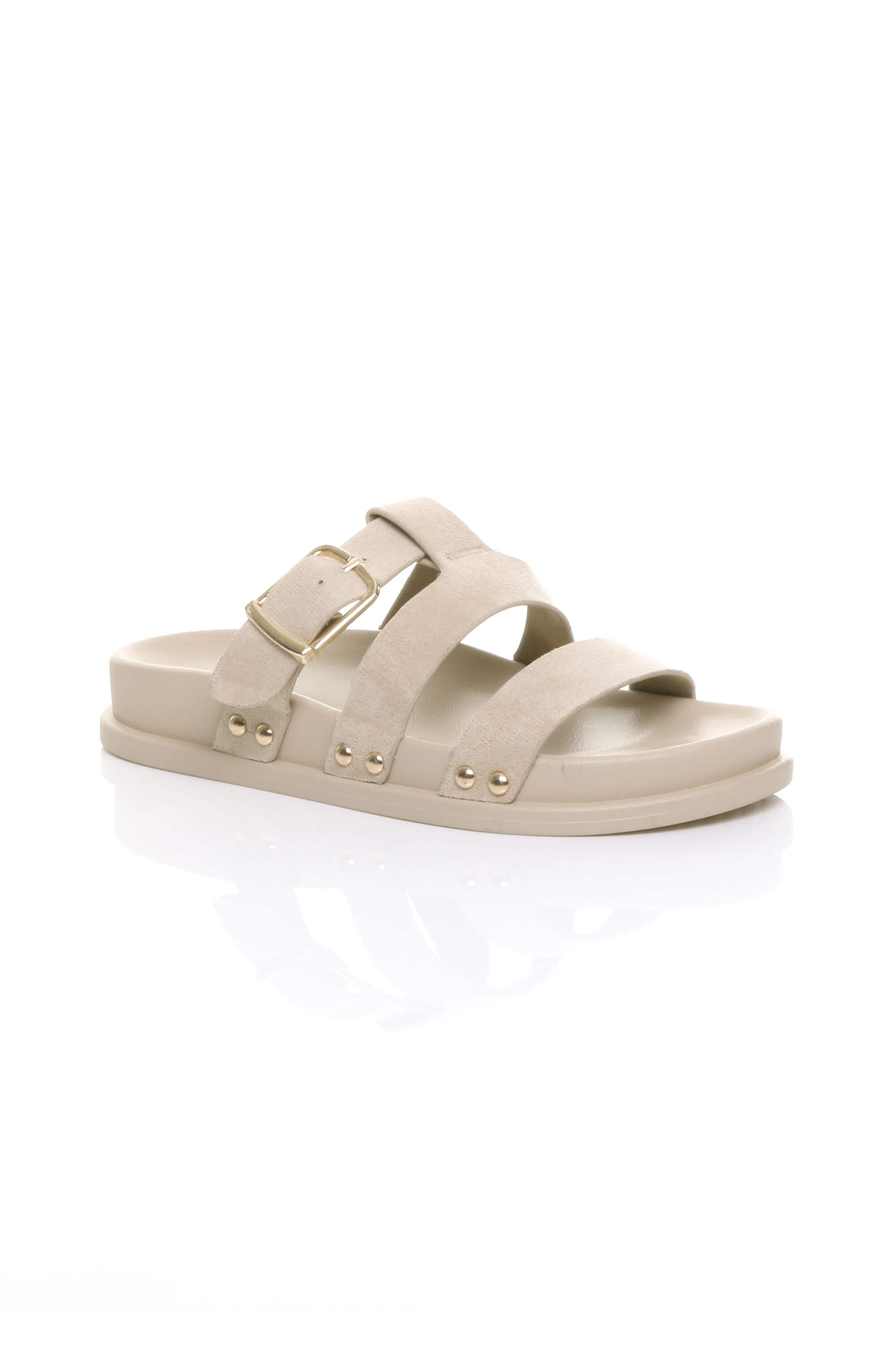 Pink Flatform Buckle T-Bar Strappy Slides Footbed Sandals