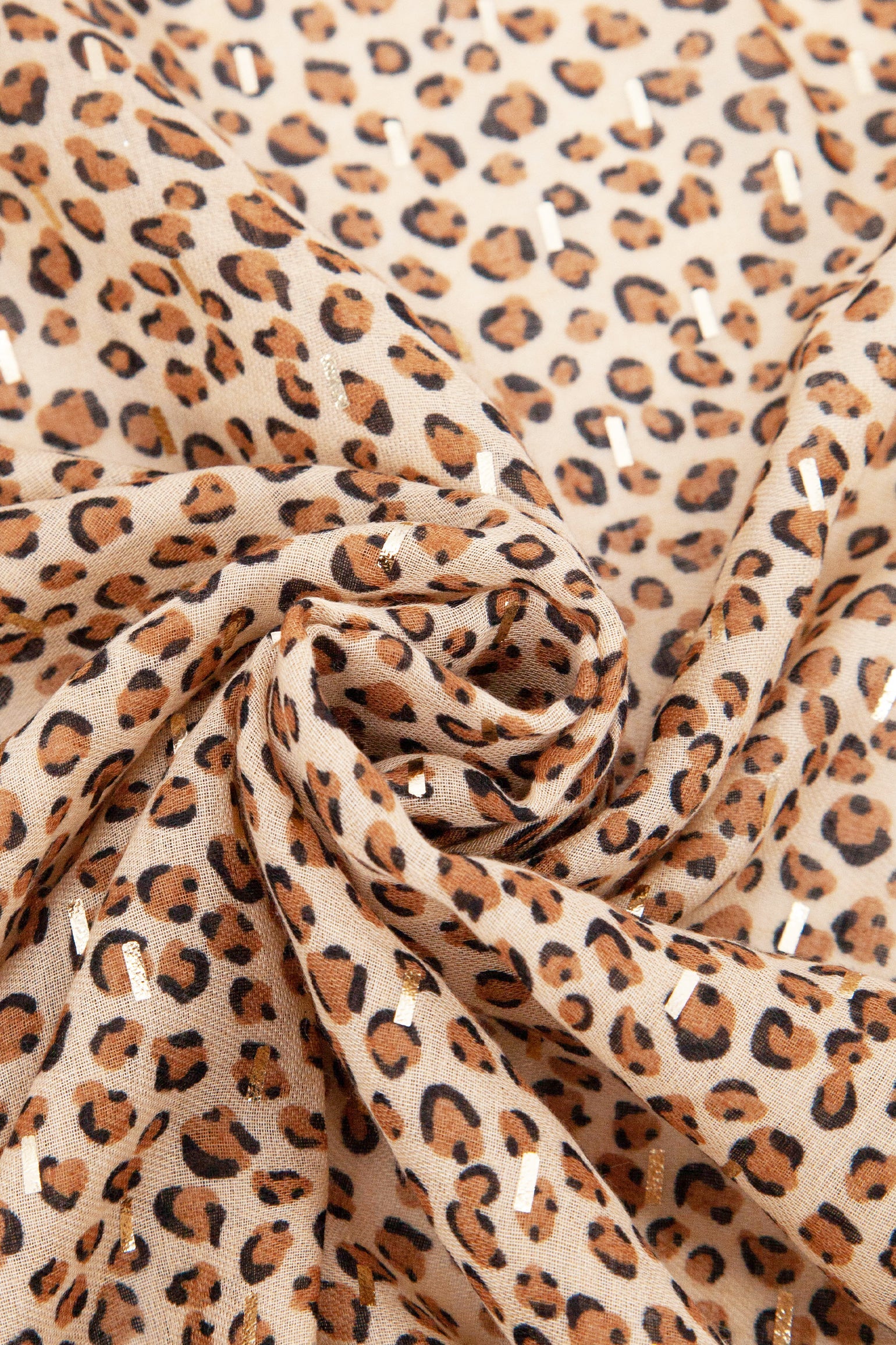 Tan Leopard Print Lightweight Scarf, Image 2 of 4