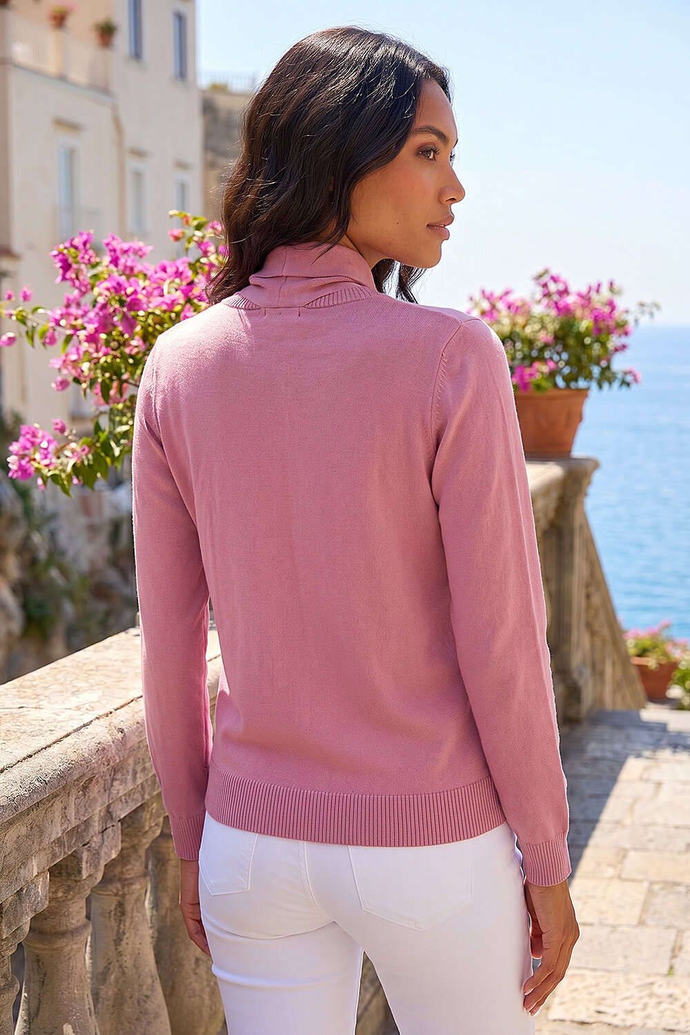 Pink Tie Neck Soft Knit Cardigan, Image 4 of 4