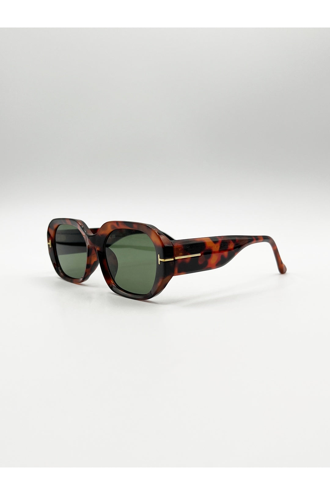 Brown SVNX Brown Oval Sunglasses with Wide Arm, Image 2 of 6