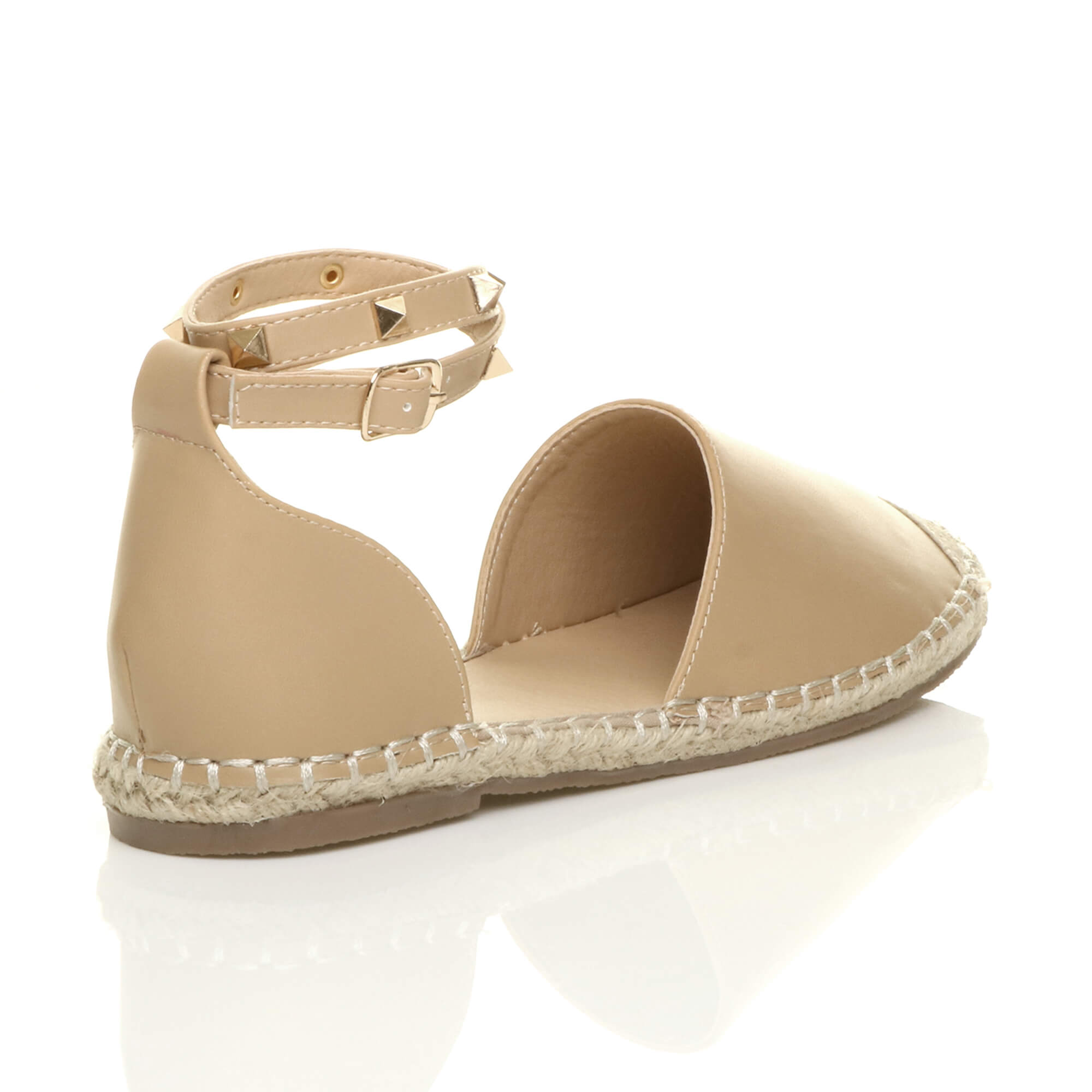 Natural AJVANI Natural Flat Ankle Strap Espadrilles Sandals, Image 4 of 5