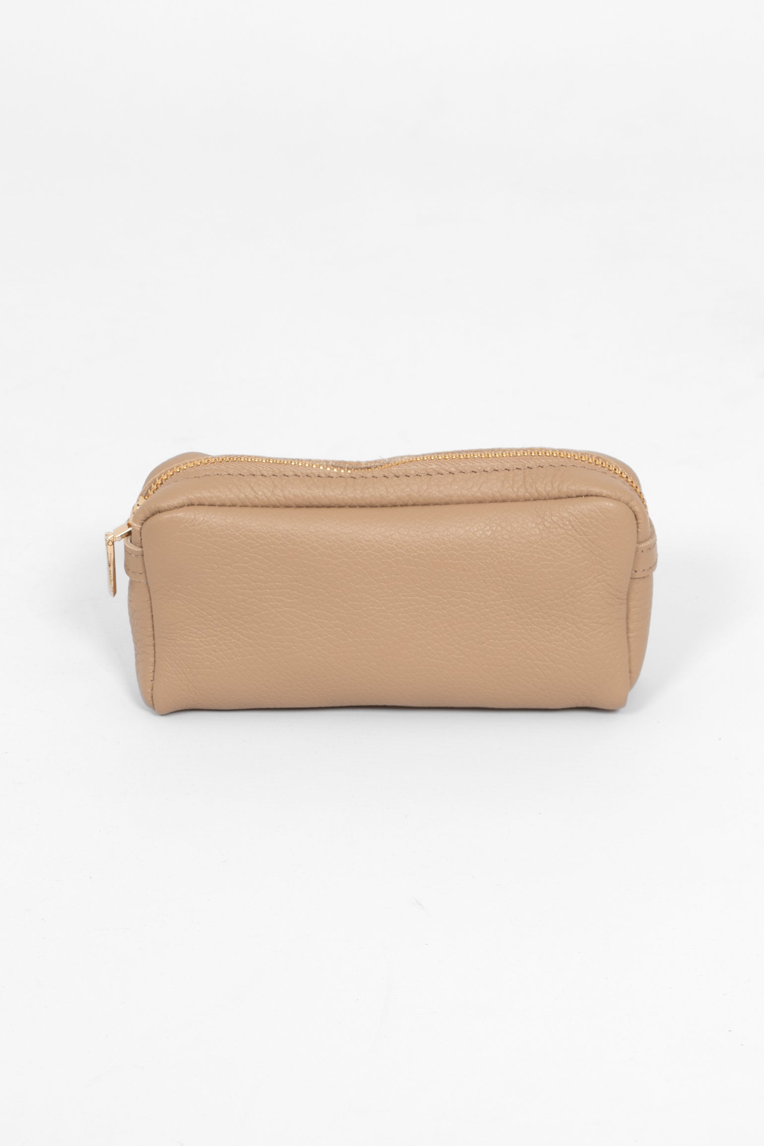 Taupe Italian Leather Cosmetic Bag, Image 1 of 2