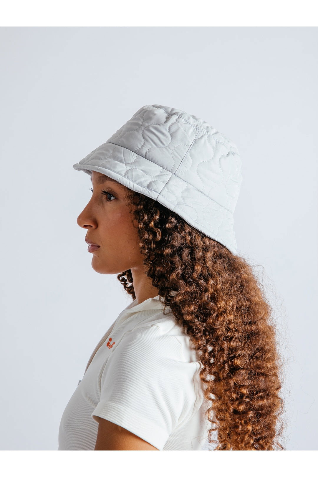 Light Grey SVNX Light Grey Quilted Nylon Bucket Hat, Image 2 of 6