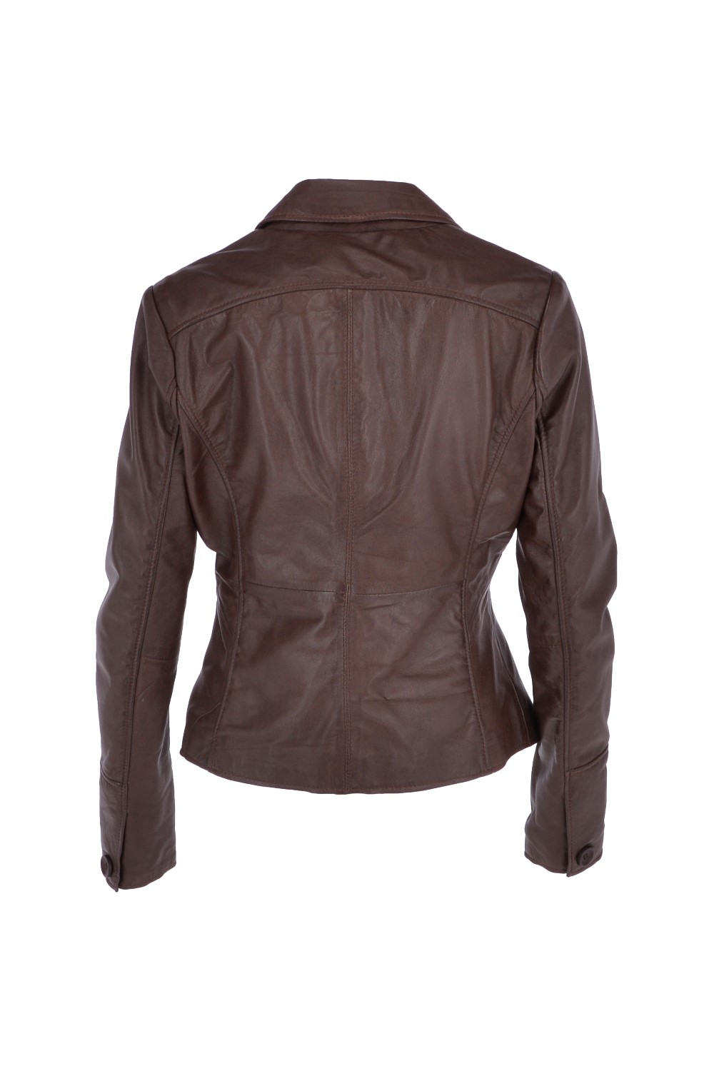 Brown 'Ballina' Real Leather Short Blazer Jacket, Image 4 of 5