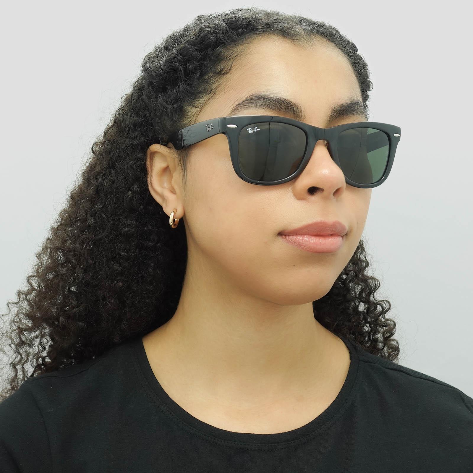 Black Rectangle Black Green Folding Wayfarer 4105 Sunglasses, Image 5 of 6