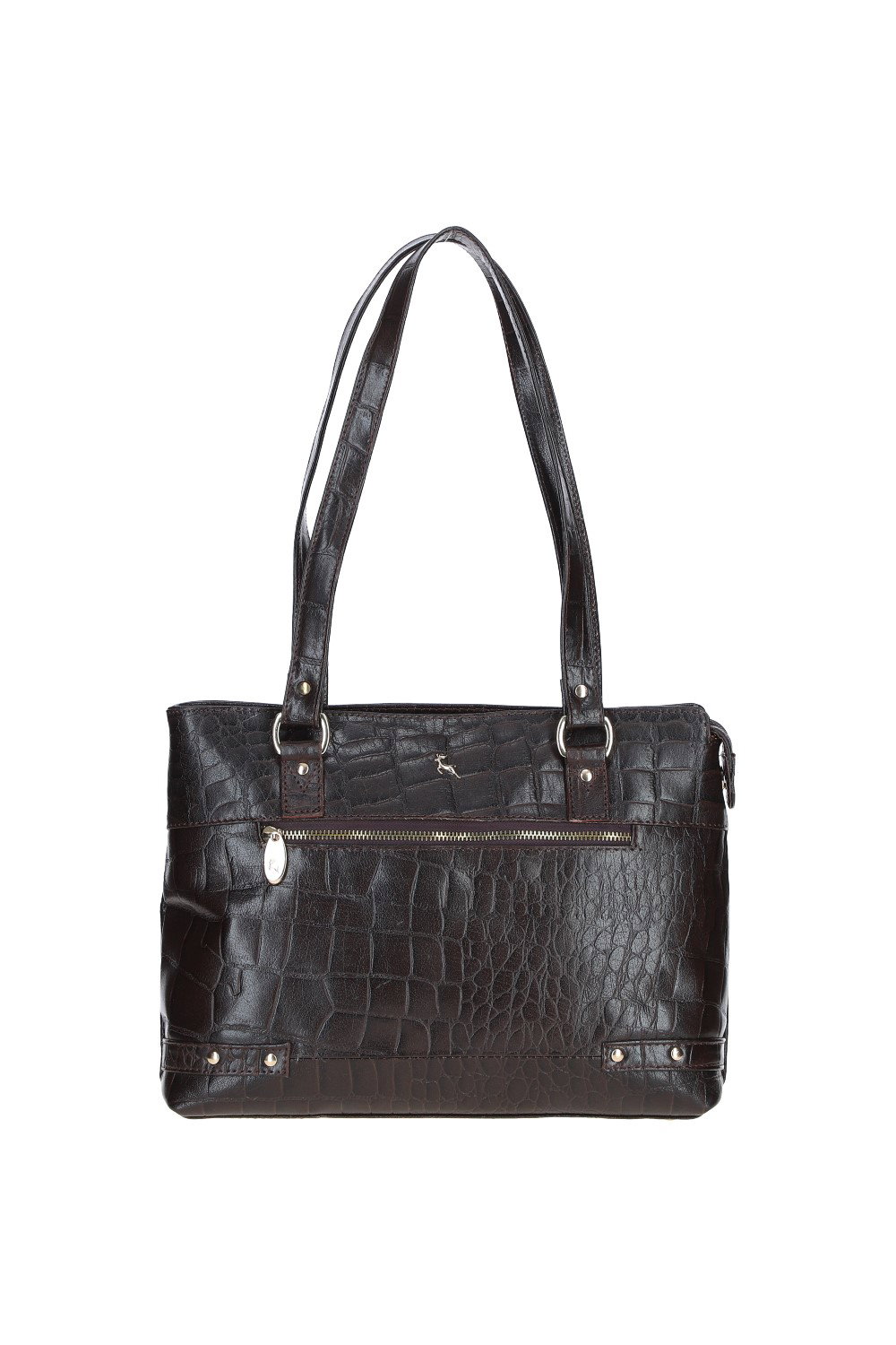 Brown Ashwood Leather Brown 'Velutto Eleganza' Zip Mid Section Real Leather Shoulder Bag, Image 1 of 4