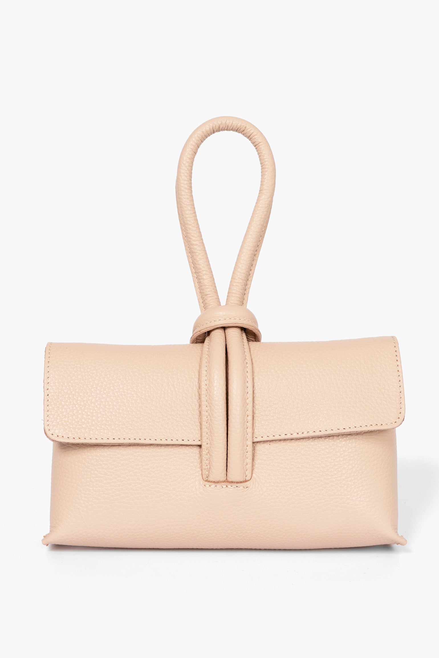 Pink Italian Leather Wristlet Clutch Bag