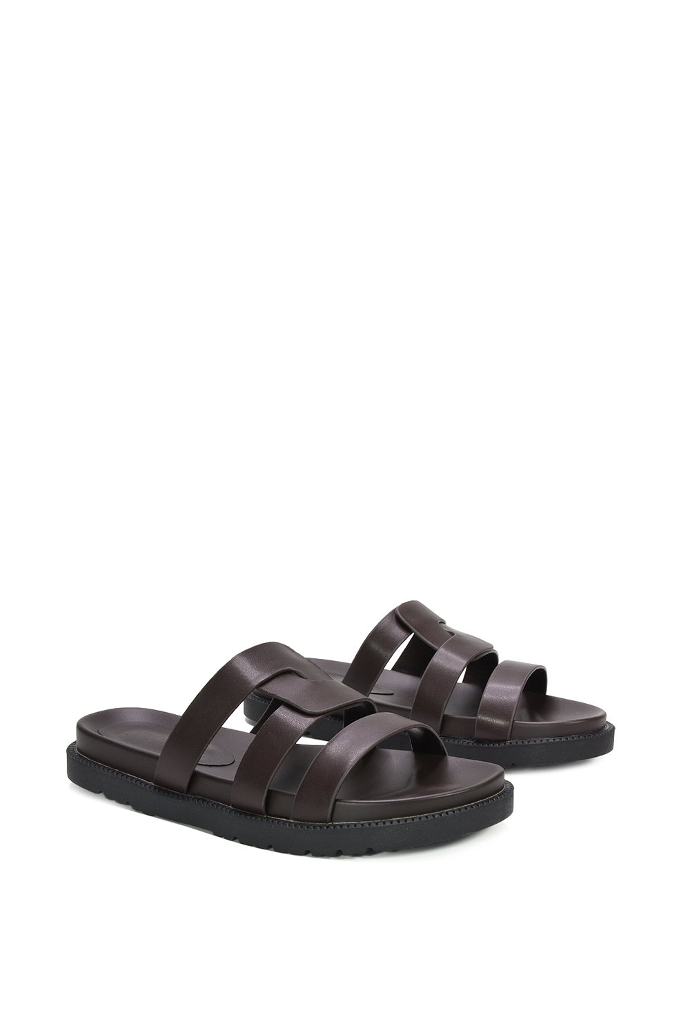 Brown XY LONDON Brown 'Aurelia' Flat Slider Sandals With Comfortable Footbed, Image 3 of 6