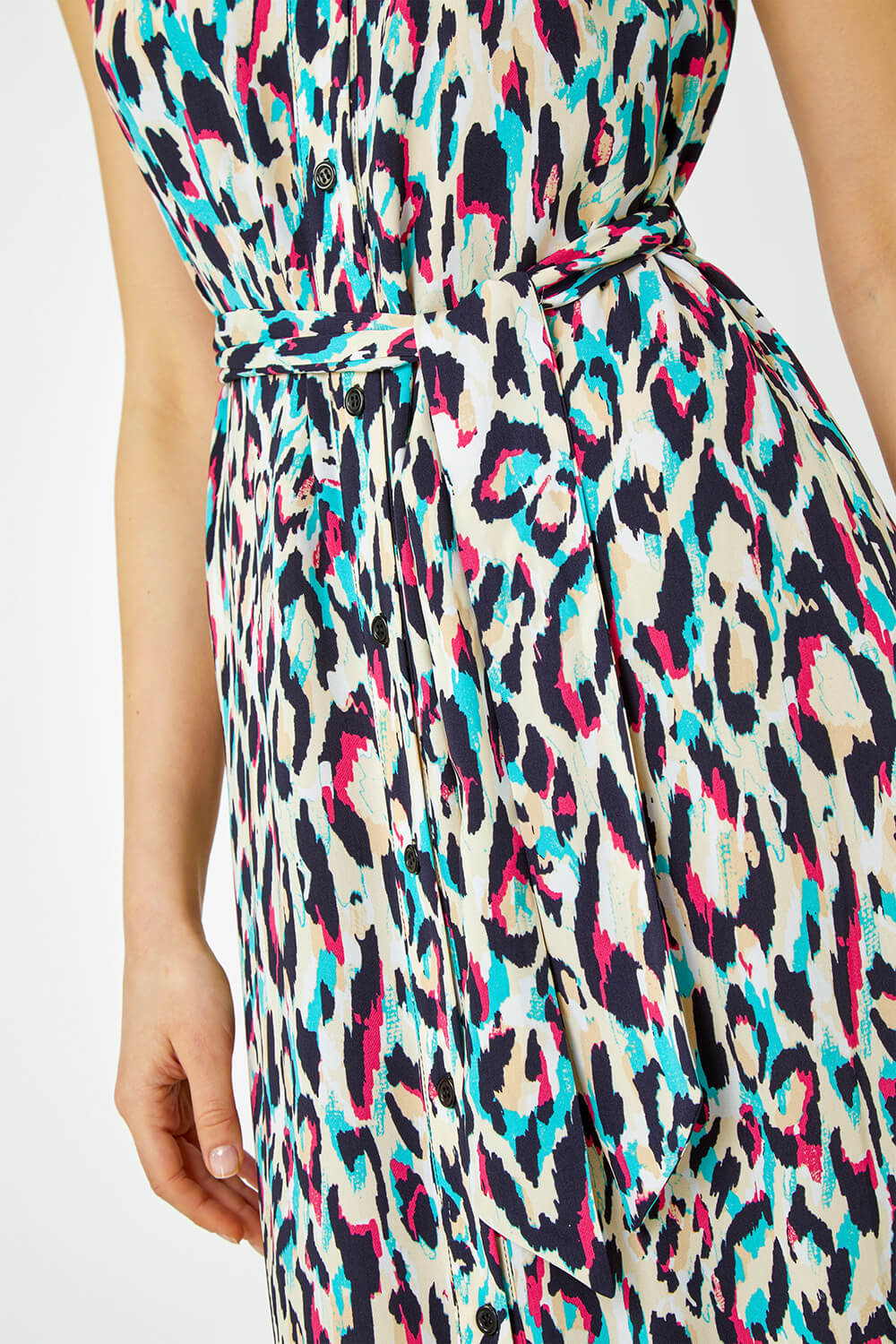 Pink animal print women’s long sleeve midi dress. main image 0
