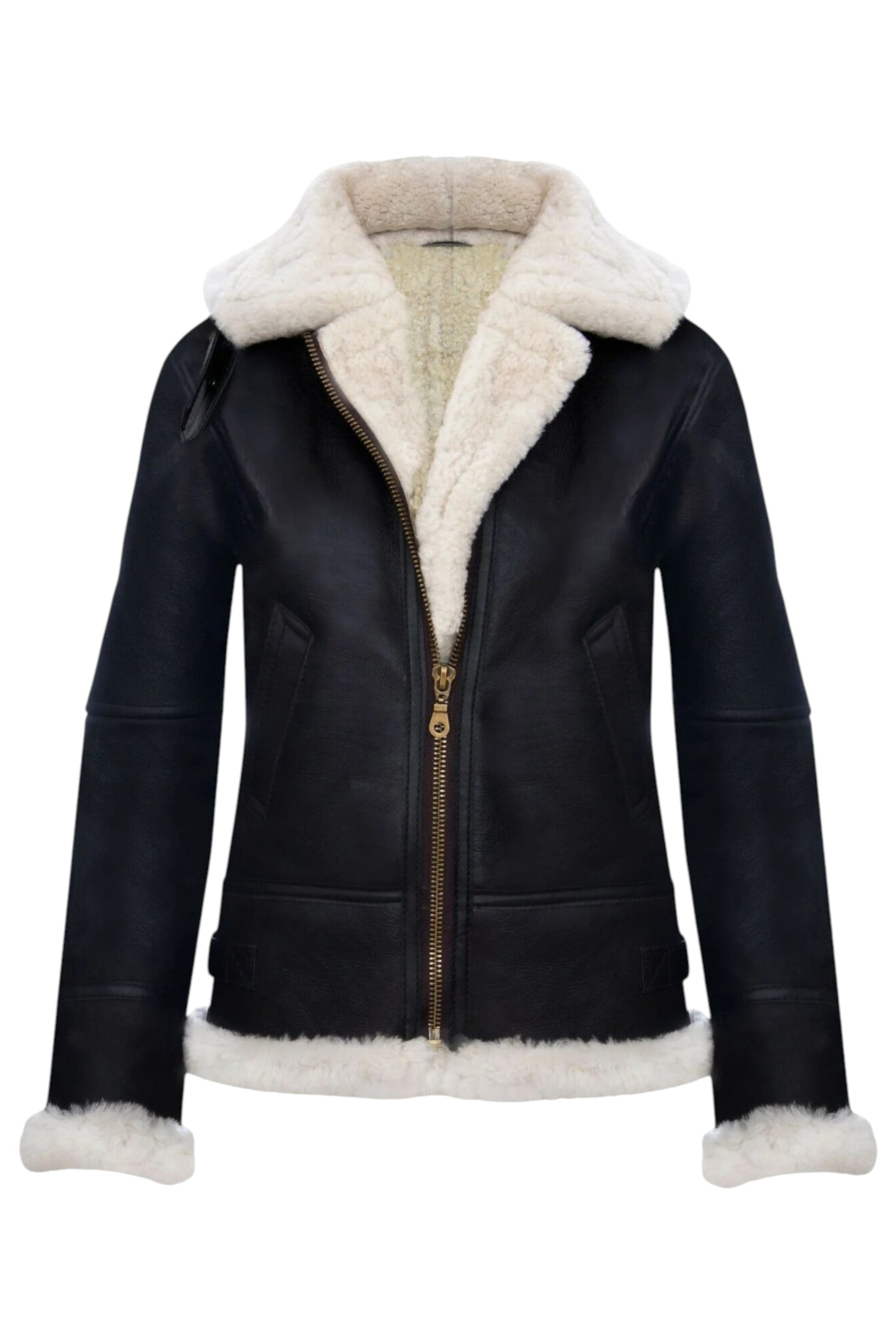 Biscuit Hooded Sheepskin Flying Leather Jacket, Image 2 of 8