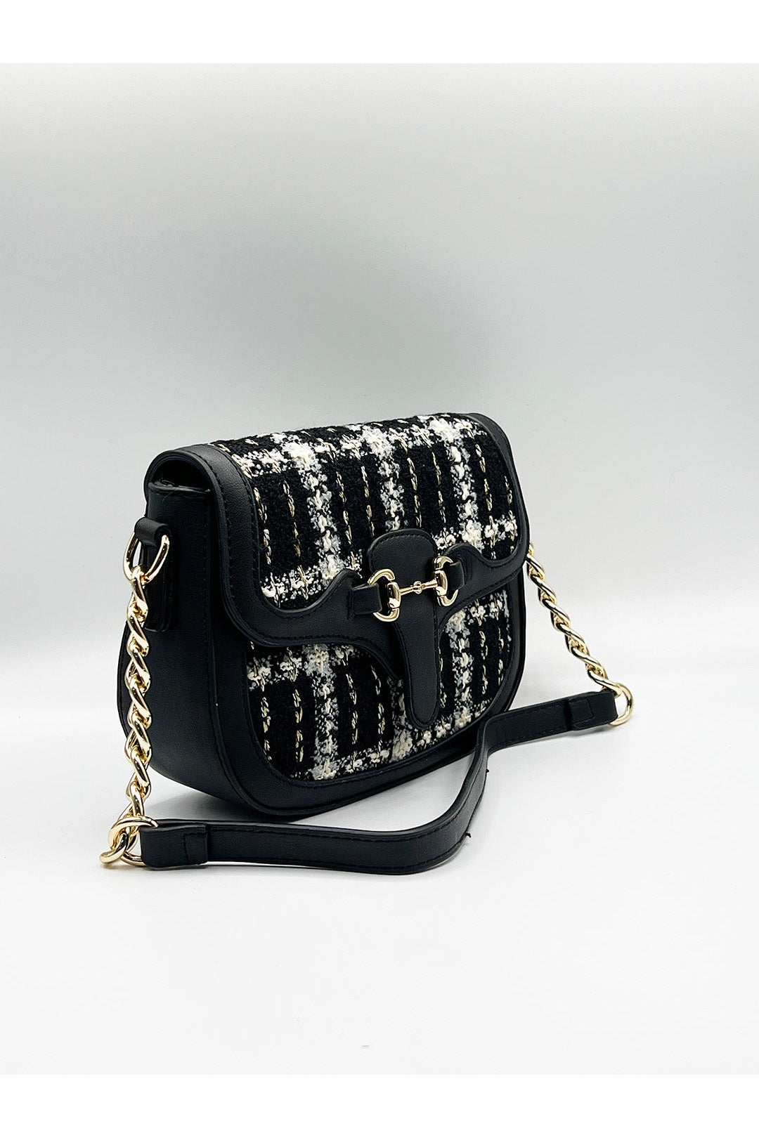 Black Knit Check Shoulder Bag, Image 5 of 6